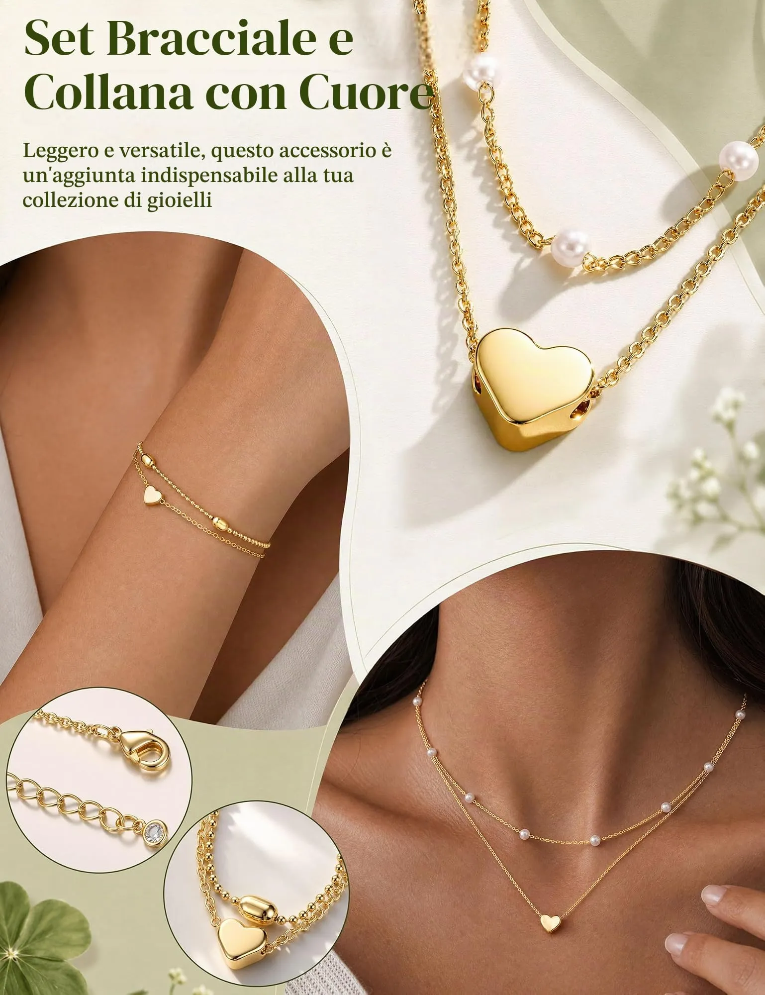 Kakonia Parure Gioielli Donna Ipoallergenico Set Collana e Bracciale G-P - immagine 4