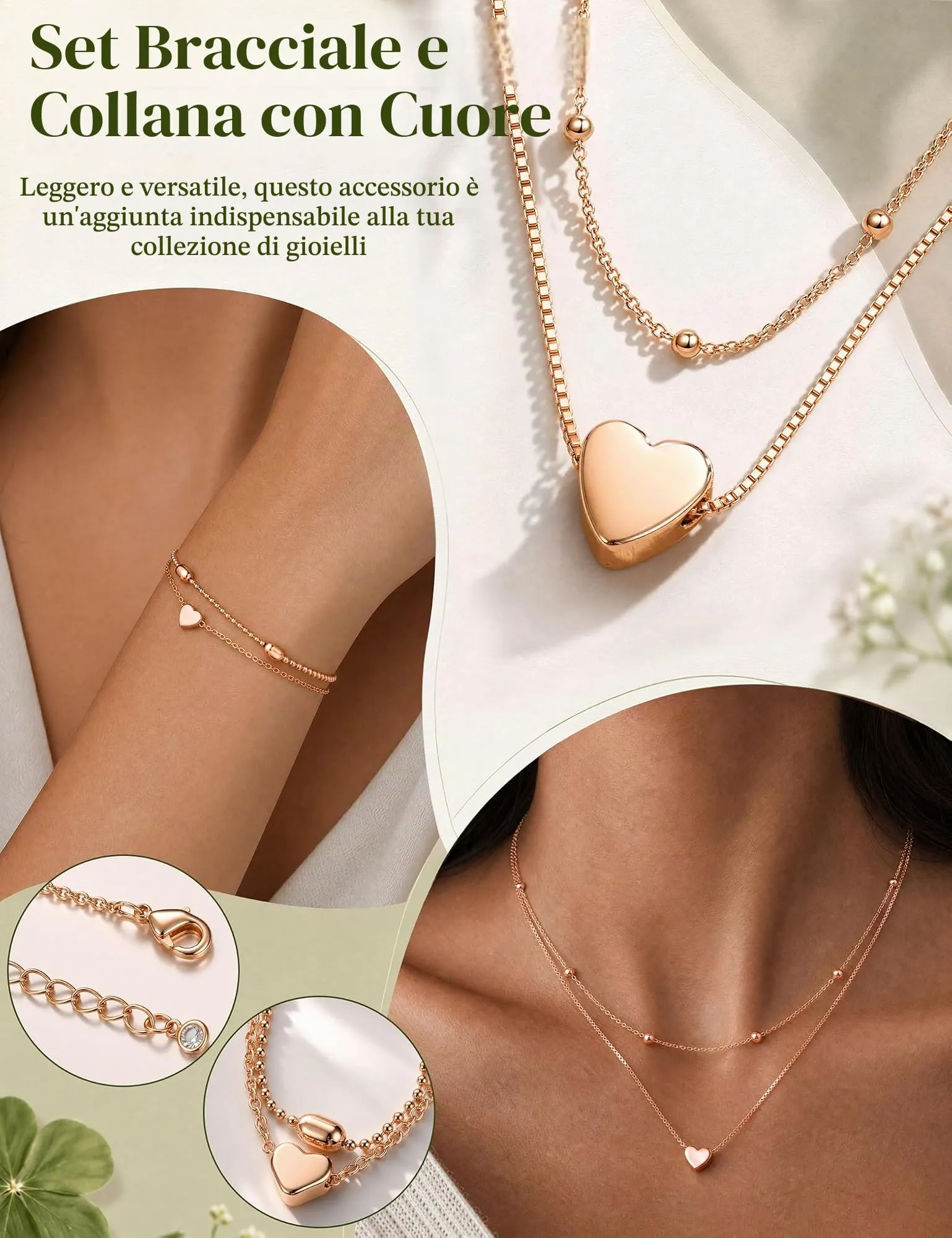 Kakonia Parure Gioielli Donna Ipoallergenico Set Collana e Bracciale RG-B - immagine 4