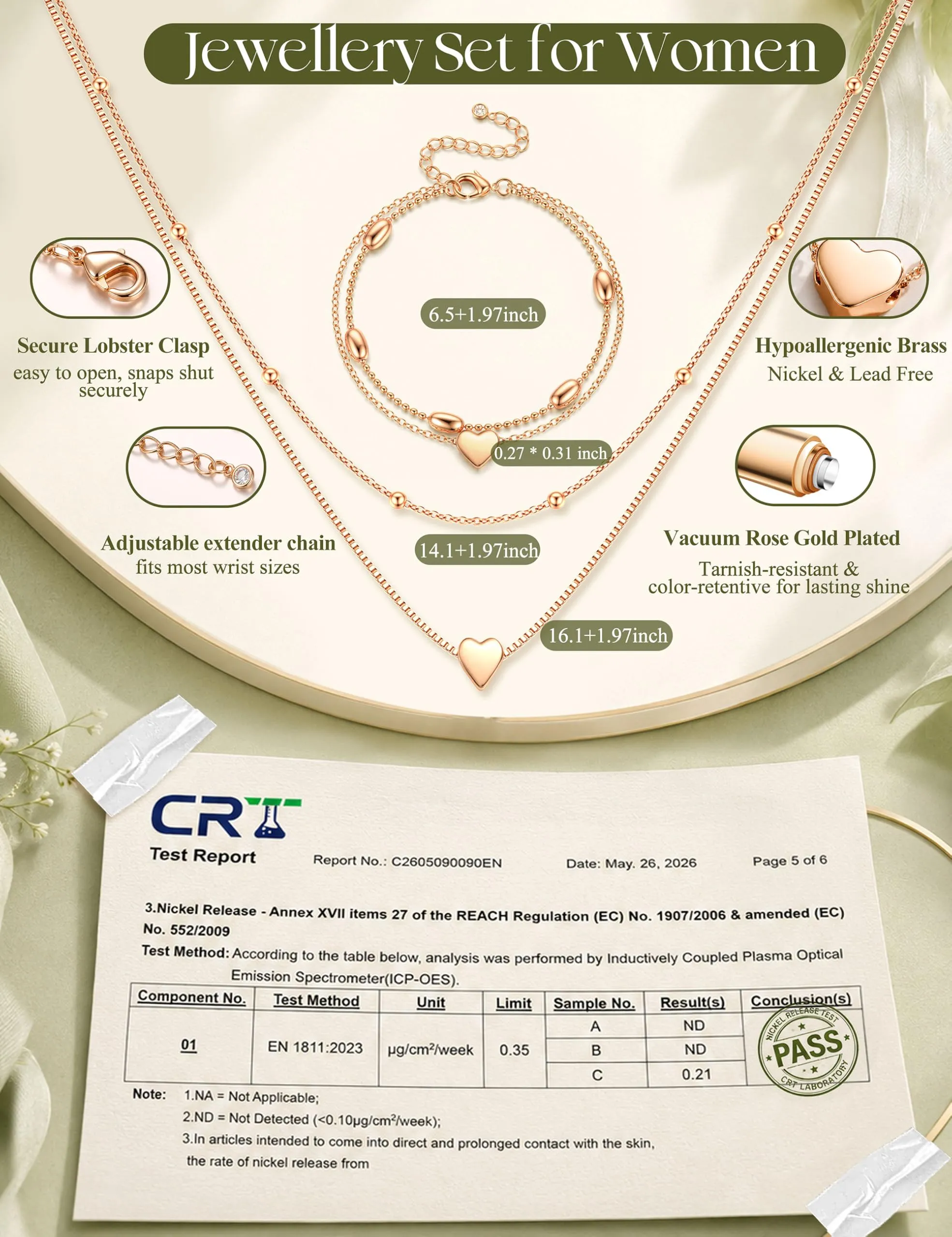 Kakonia Parure Gioielli Donna Ipoallergenico Set Collana e Bracciale RG-B - immagine 5