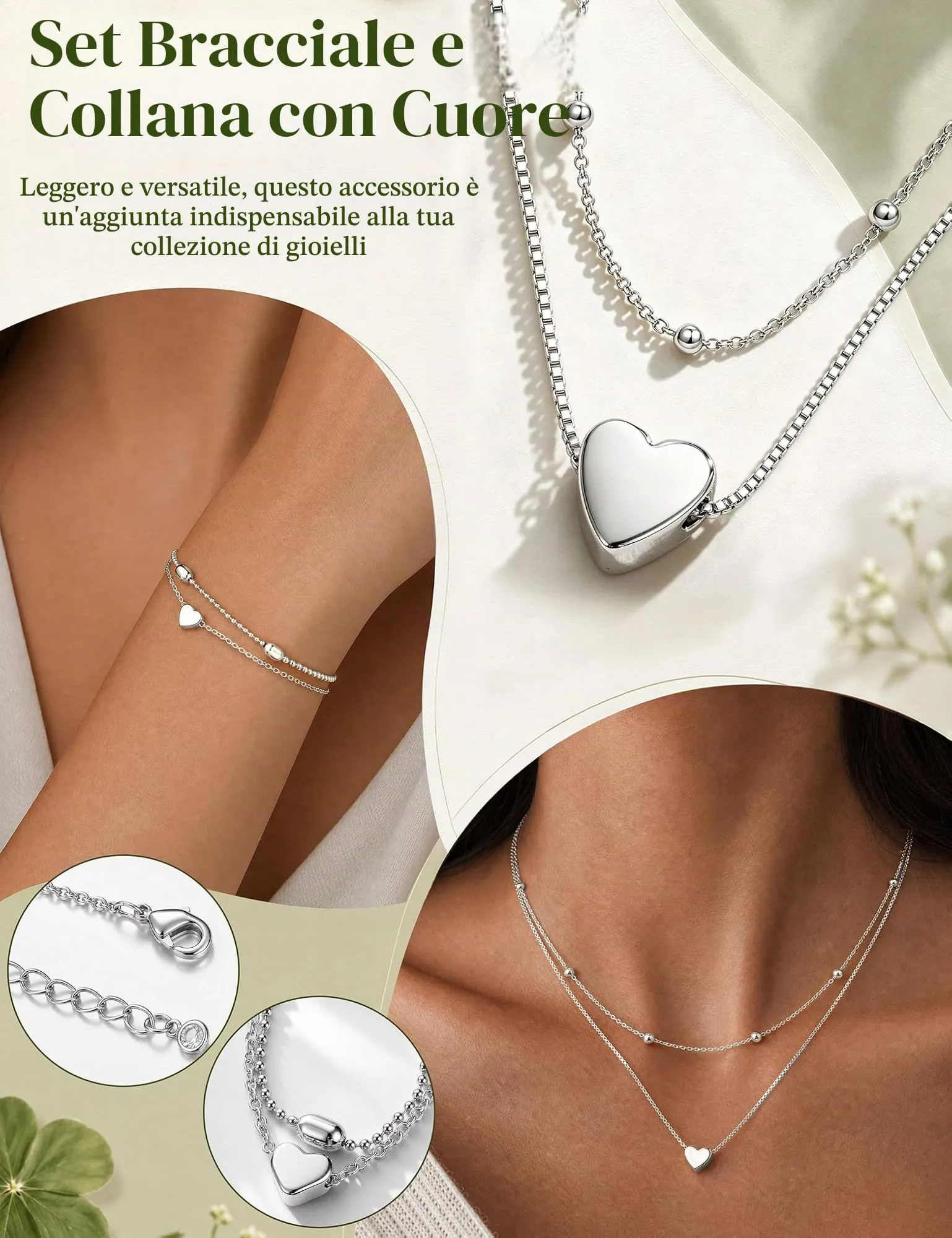Kakonia Parure Gioielli Donna Ipoallergenico Set Collana e Bracciale - S-B - immagine 4