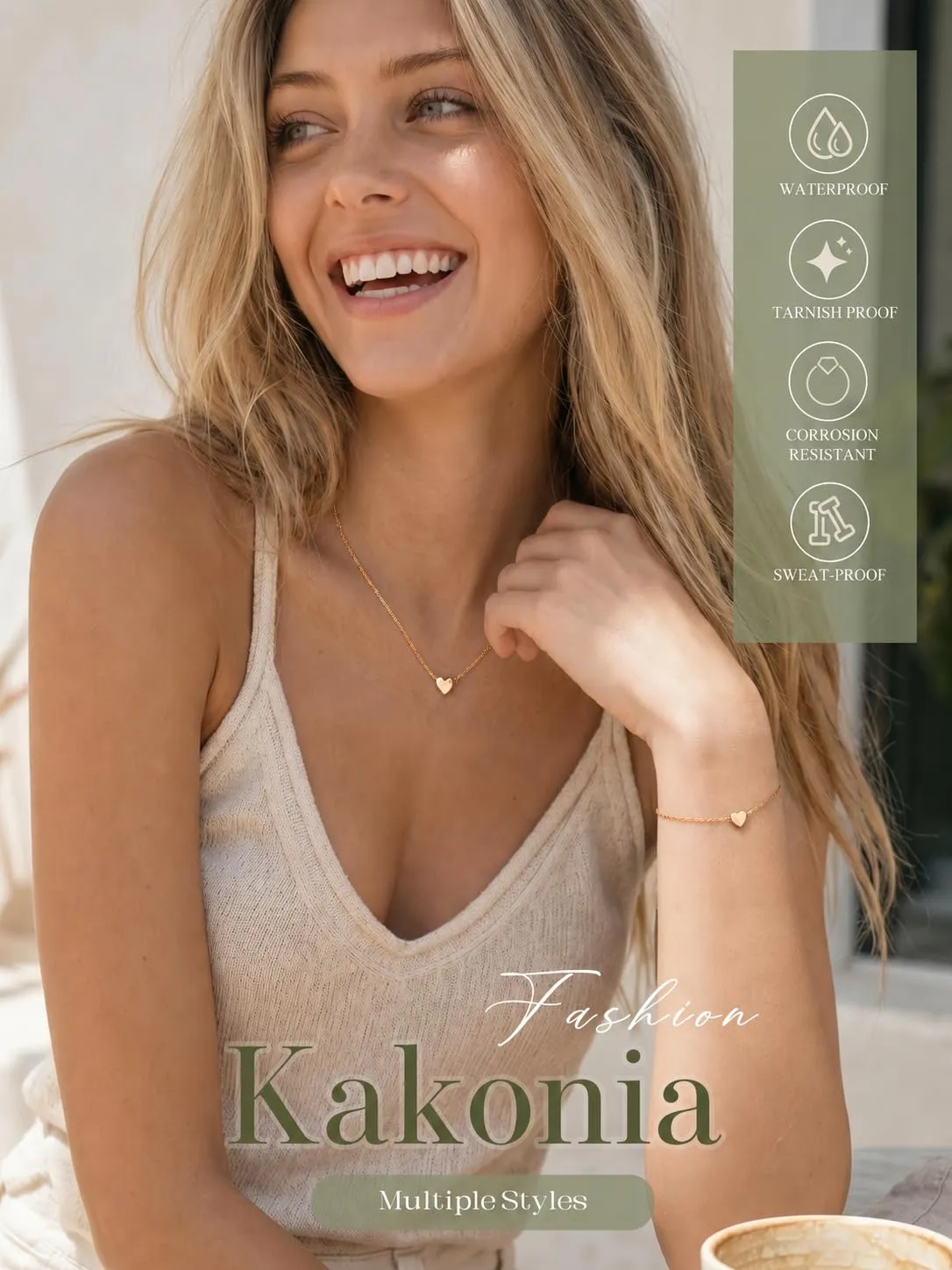 Kakonia Parure Gioielli Donna Ipoallergenico Set Collana e Bracciale RG-H - immagine 3