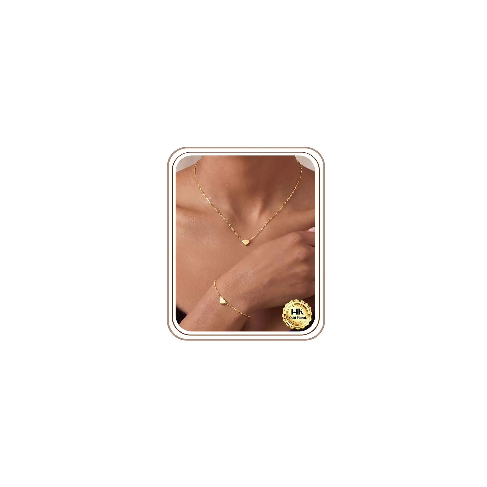 Kakonia Set Collana e Bracciale Donna Ipoallergenico con Pendente Cuore - Oro - G-H - immagine 1