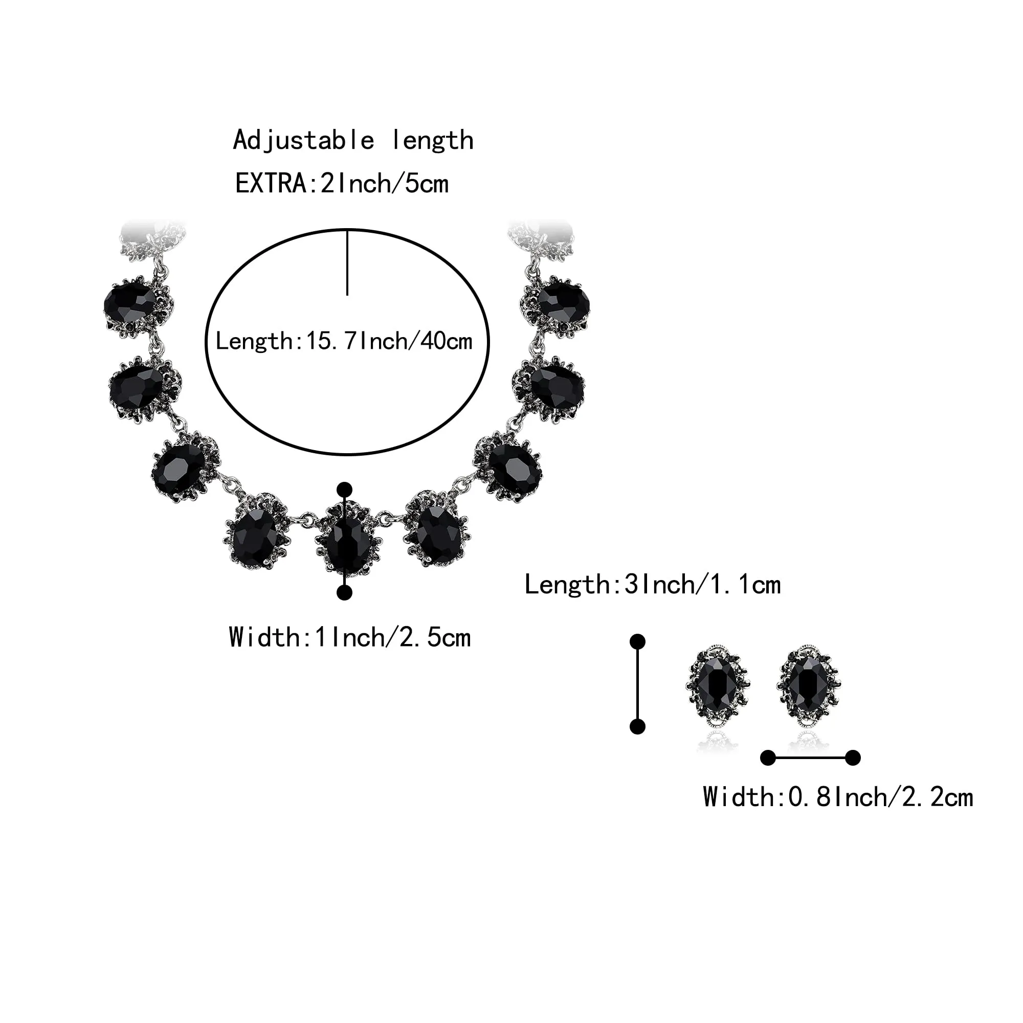 Clearine Set di gioielli in stile vittoriano con collana e orecchini in cristallo ovale cameo - immagine 5