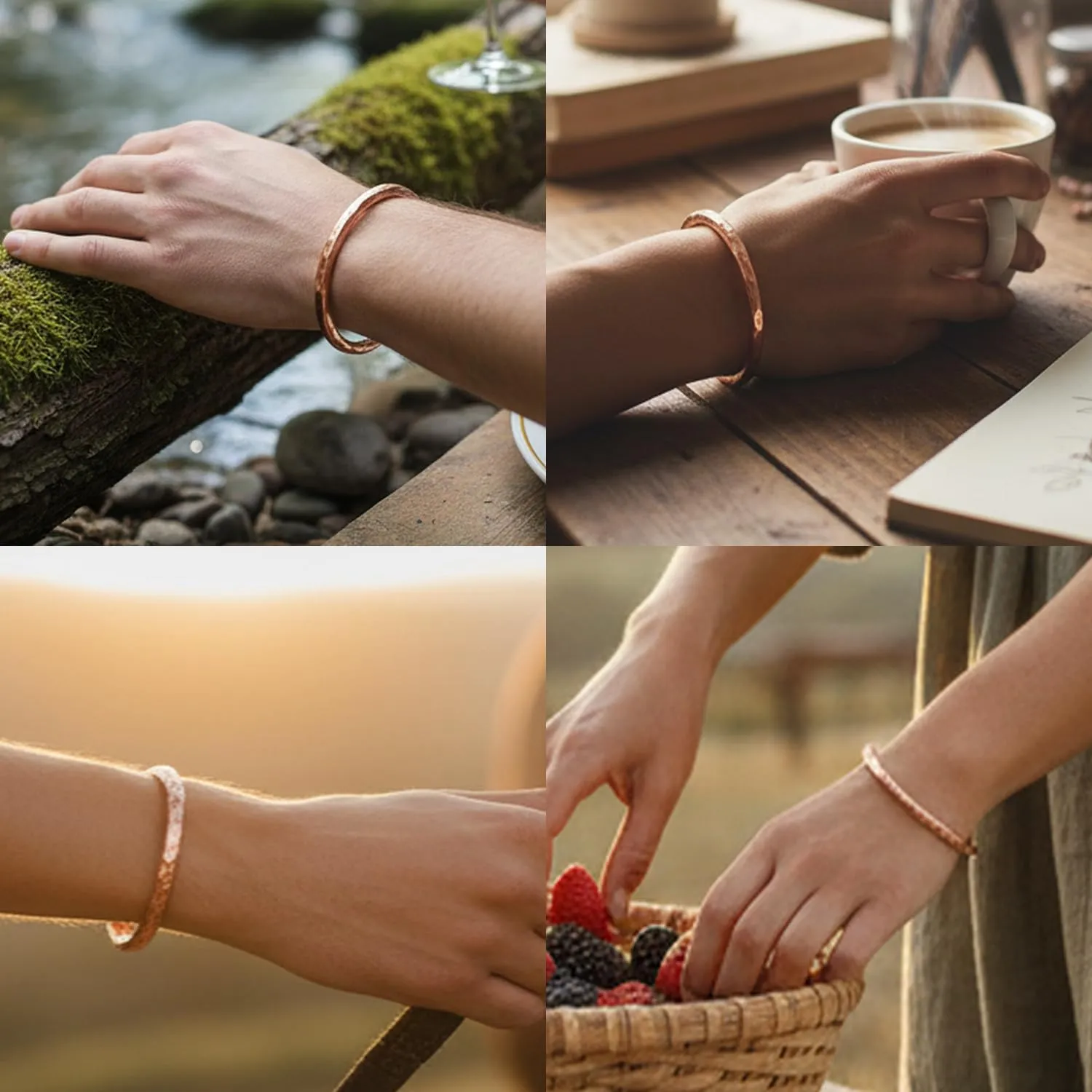 Touchstone Bracciale in rame stile tibetano forgiato a mano - immagine 2