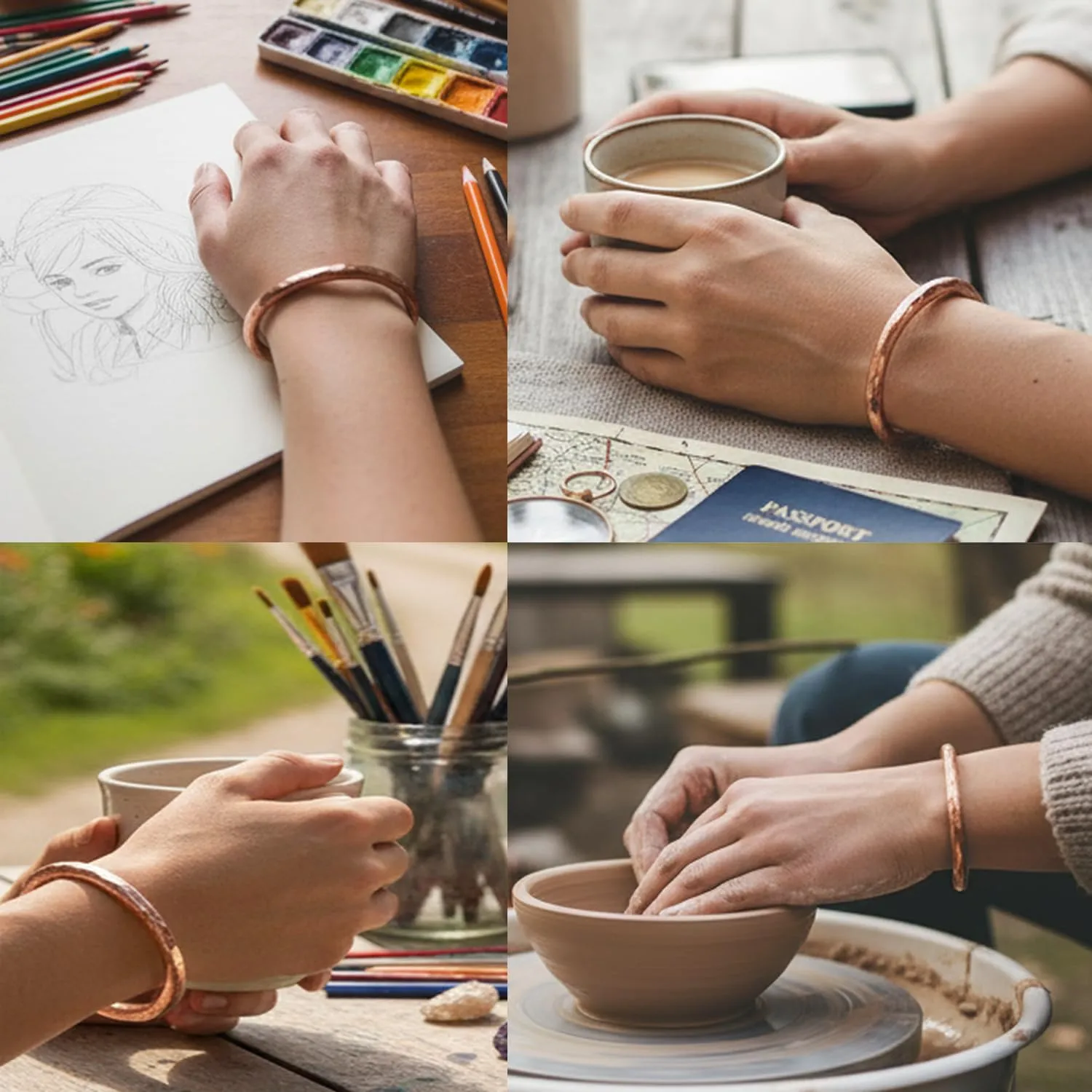Touchstone Bracciale in rame stile tibetano forgiato a mano - immagine 7