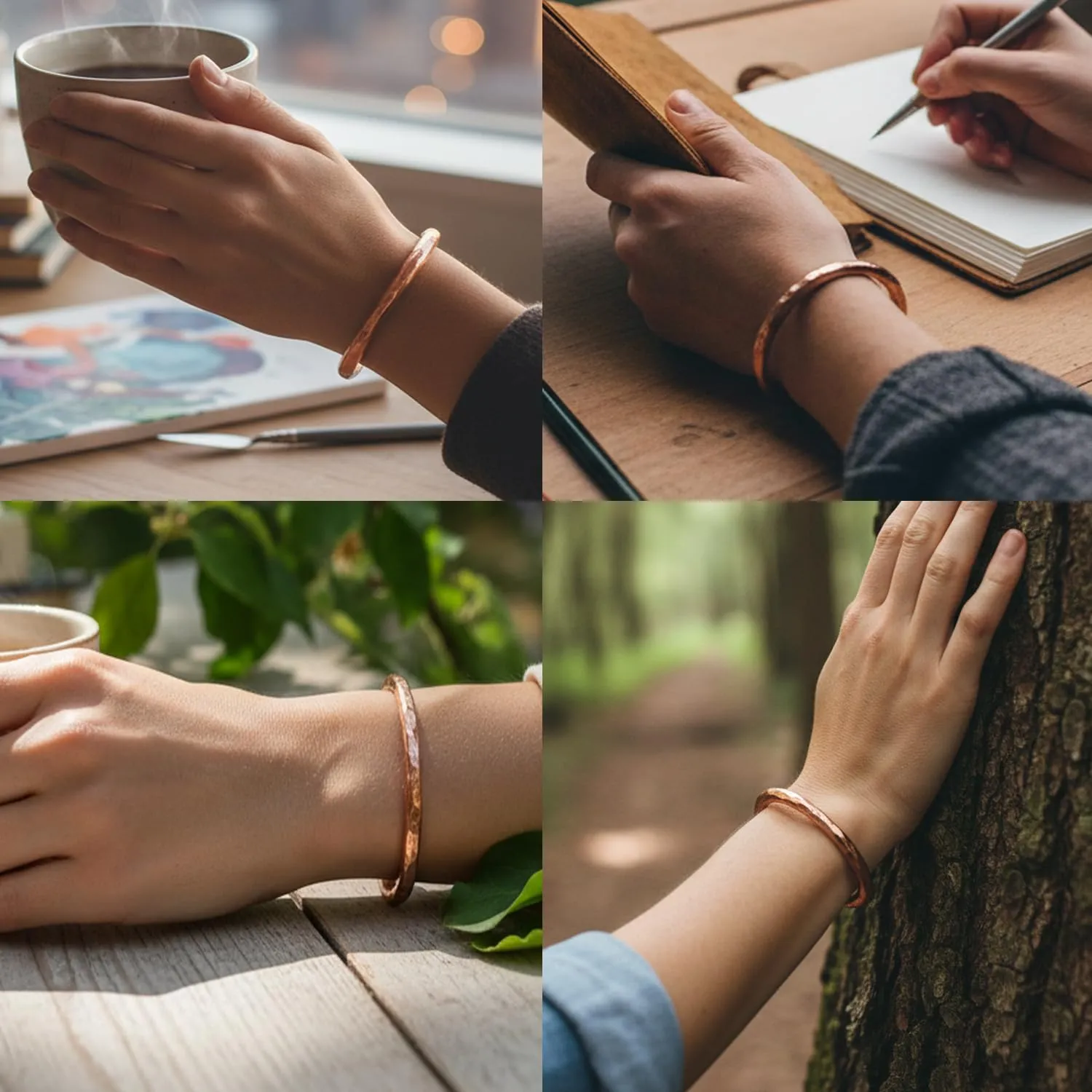 Touchstone Bracciale in rame stile tibetano forgiato a mano - immagine 9