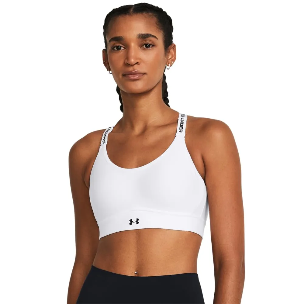 Under Armour Reggiseno Sportivo Donna Mid Keyhole 1307196, Bianco/Nero, XL - immagine 1
