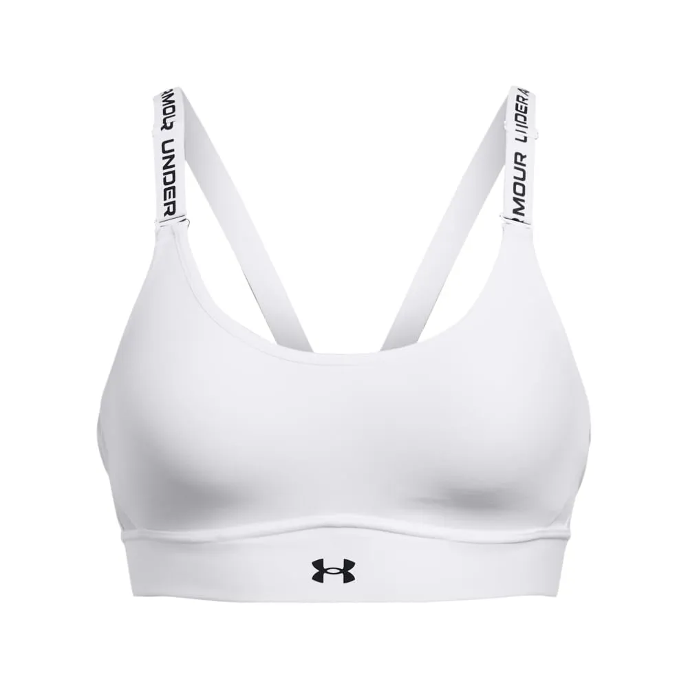 Under Armour Reggiseno Sportivo Donna Mid Keyhole 1307196, Bianco/Nero, XL - immagine 6