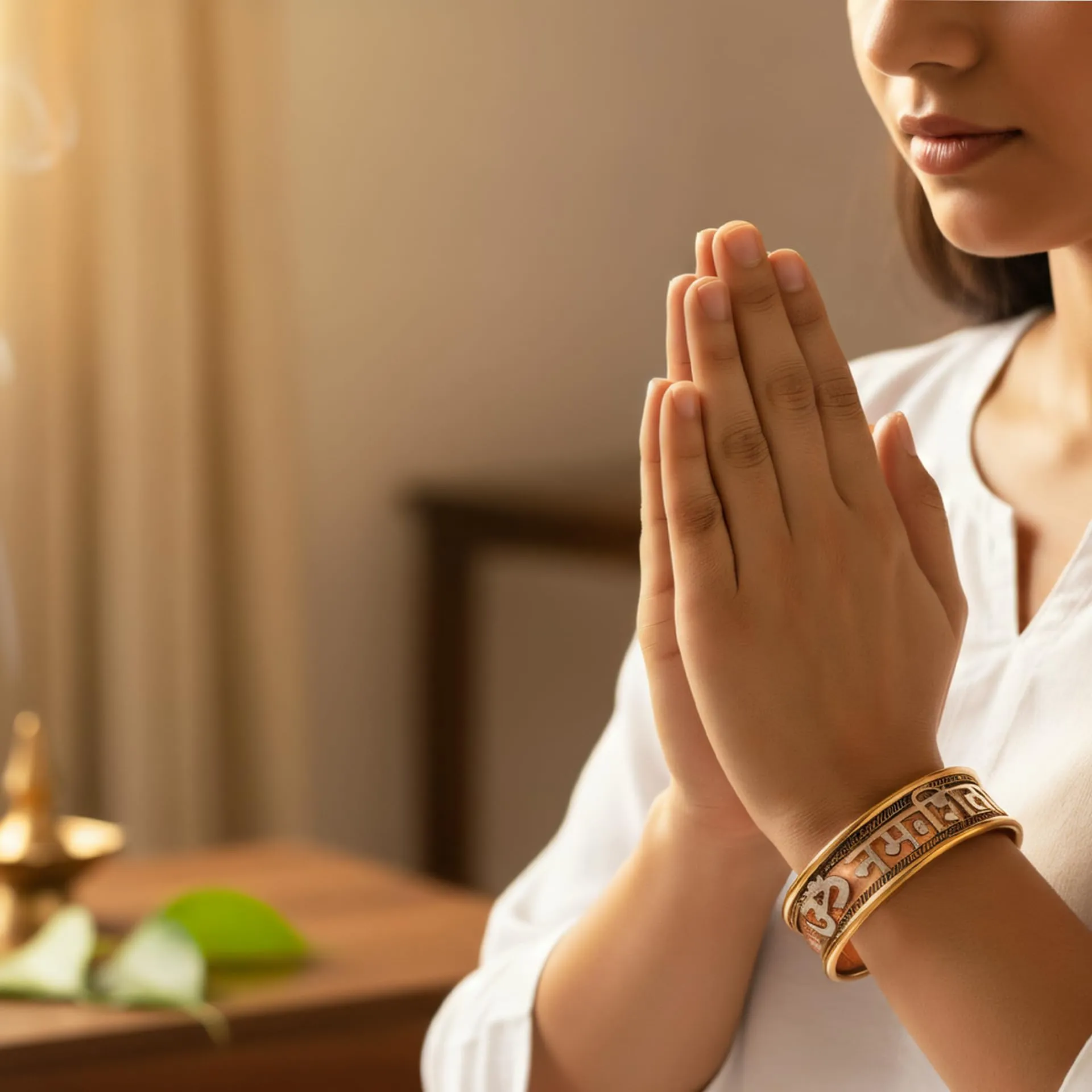 Touchstone Om Namah Shivaya Mantra Copper Bracelet for Women - immagine 5