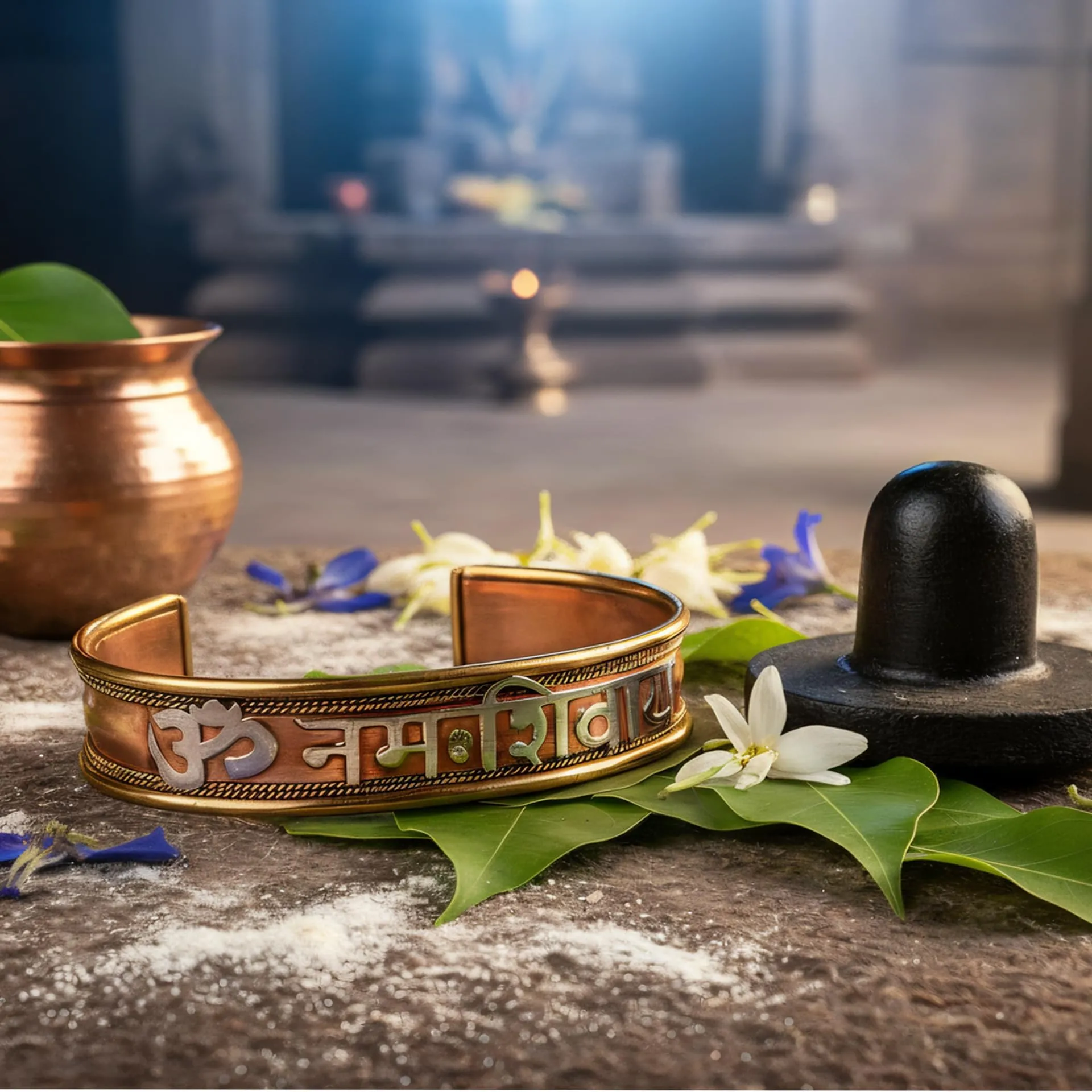 Touchstone Om Namah Shivaya Mantra Copper Bracelet for Women - immagine 8