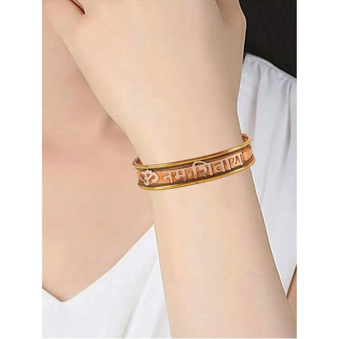 Touchstone Om Namah Shivaya Mantra Copper Bracelet for Women - immagine 9
