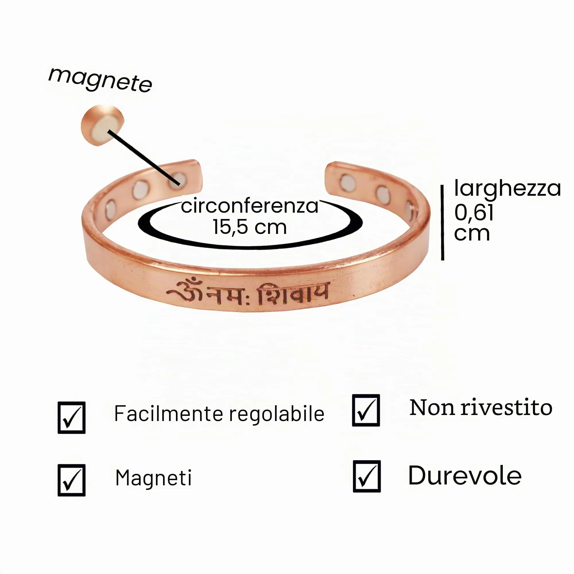 Touchstone Braccialetto in Rame Realizzato a Mano, One Size Fits Most - immagine 4