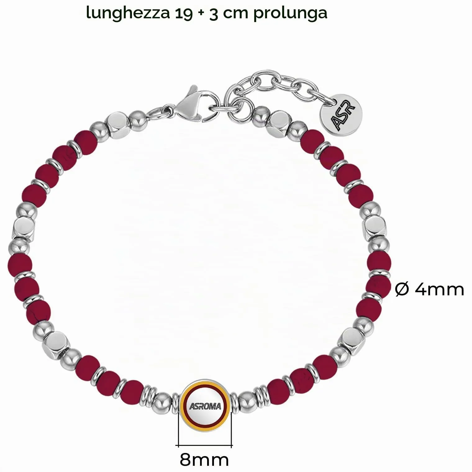 Clondo Bracciale AS Roma in Acciaio Beads Classic Roma - immagine 3