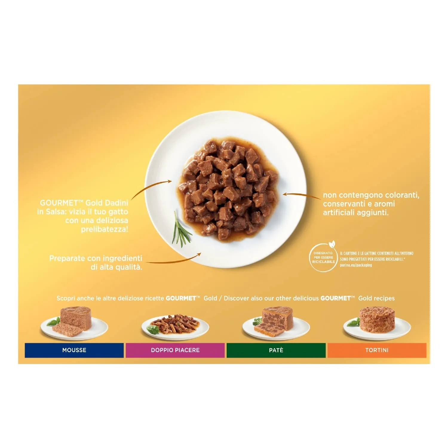 Gourmet Gold Cibo Umido per Gatti Adulti Dadini in Salsa, 96 Lattine da 85g - immagine 3