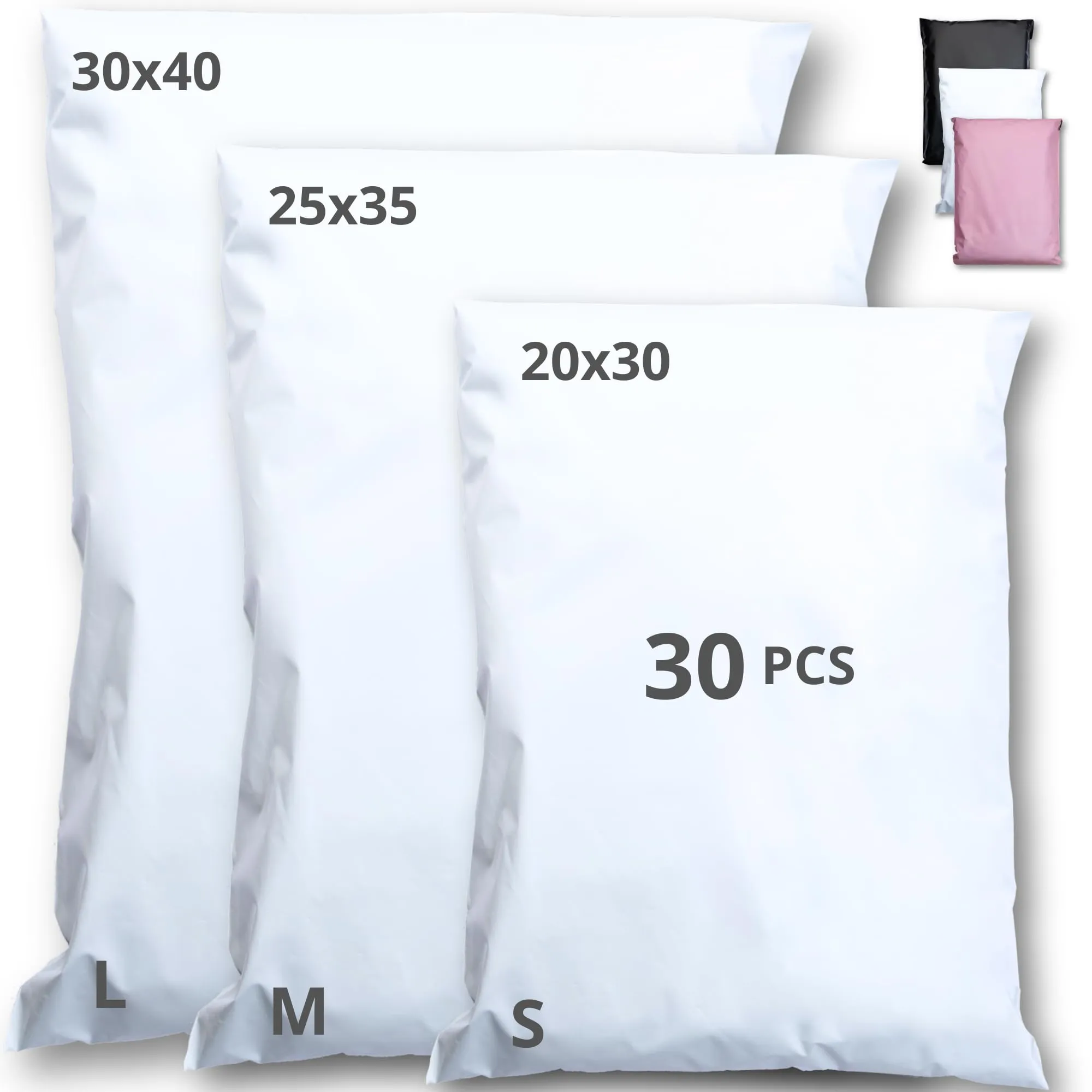 EmballaX Buste per Spedizioni Vinted, Taglie S/M/L, 30 Pezzi, Plastica Ultra-Resistente e Impermeabile - immagine 1