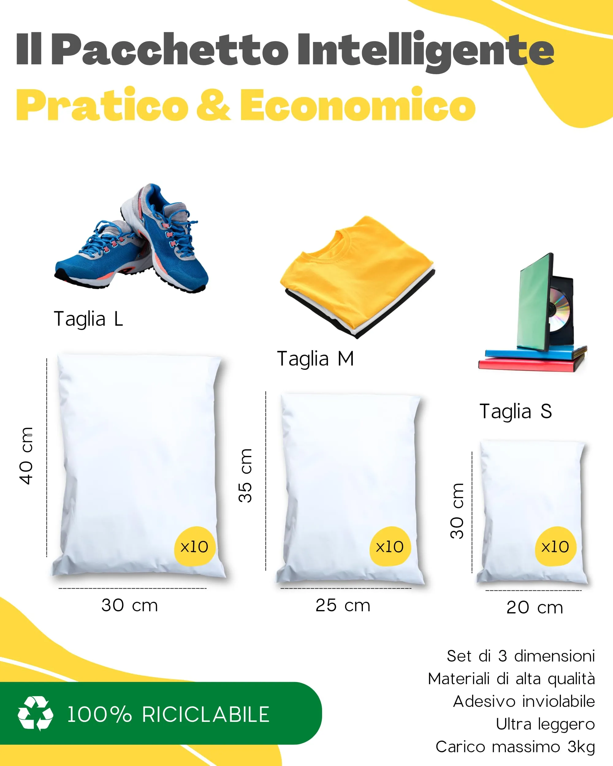 EmballaX Buste per Spedizioni Vinted, Taglie S/M/L, 30 Pezzi, Plastica Ultra-Resistente e Impermeabile - immagine 5