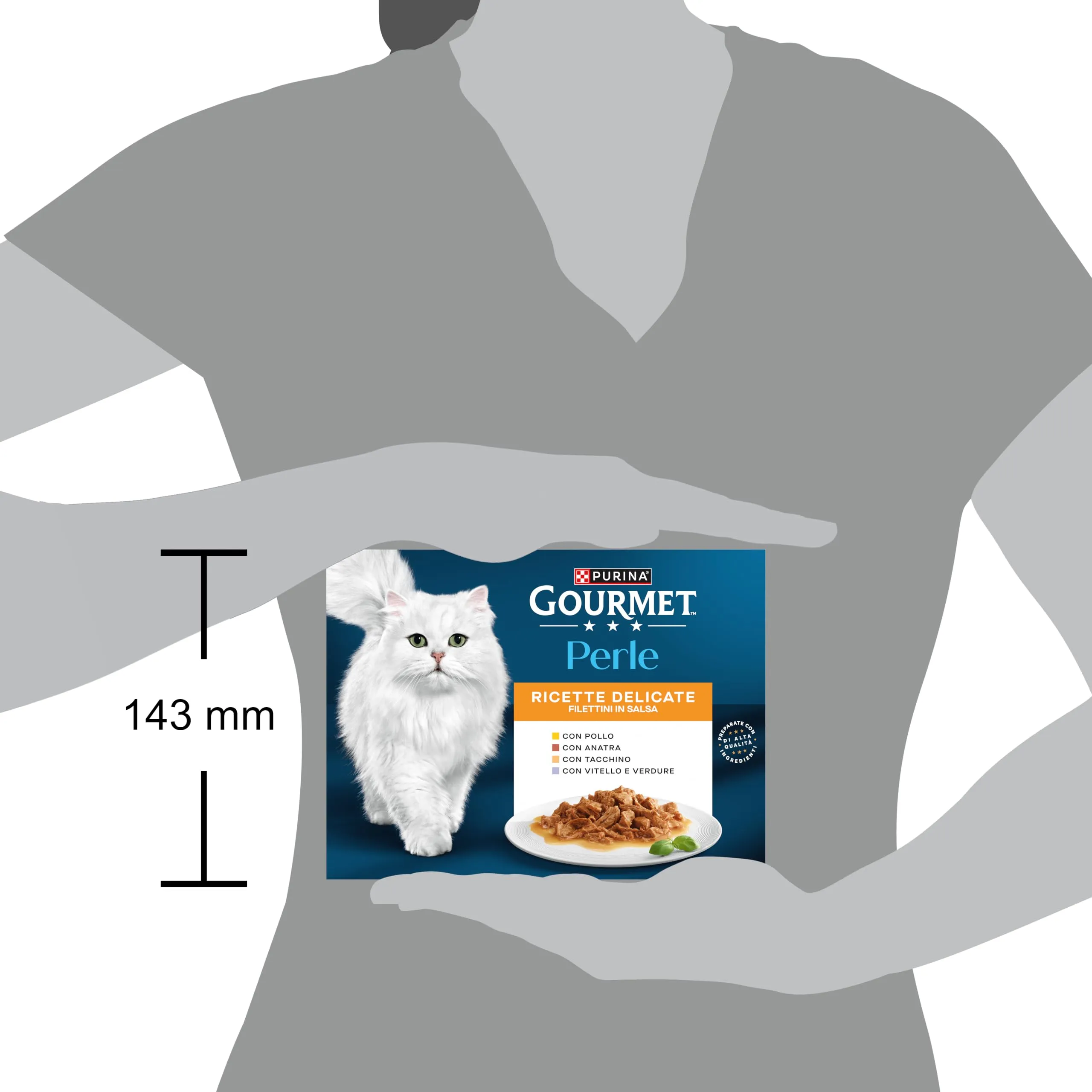 Gourmet Perle Umido Gatto Filettini in Salsa con Pollo, Anatra, Tacchino, Vitello e Verdure, 72 buste da 85 g - immagine 4