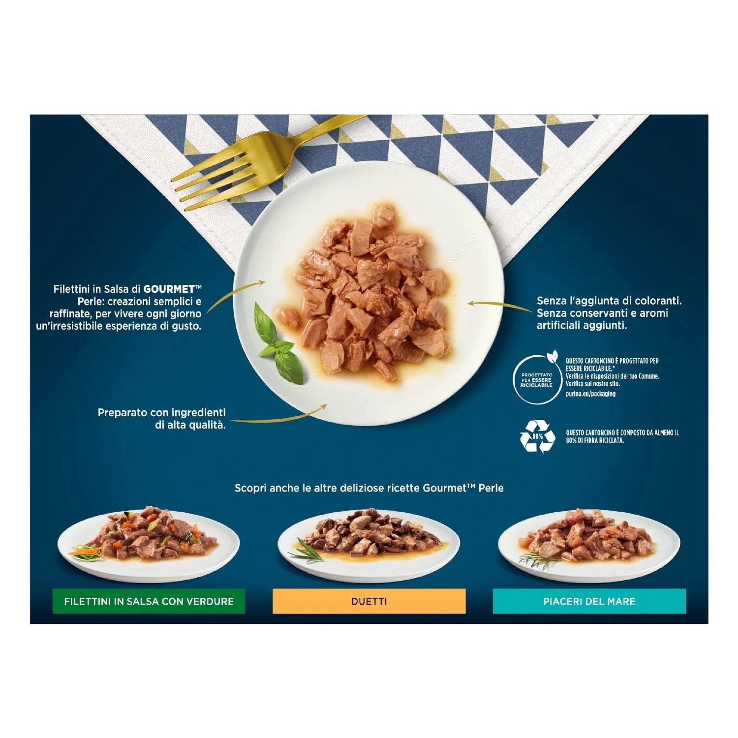 Gourmet Perle Cibo Umido per Gatti Adulti Filettini in Salsa con Tacchino, Tonno, Anatra, Agnello, 72 Buste da 85g - immagine 3