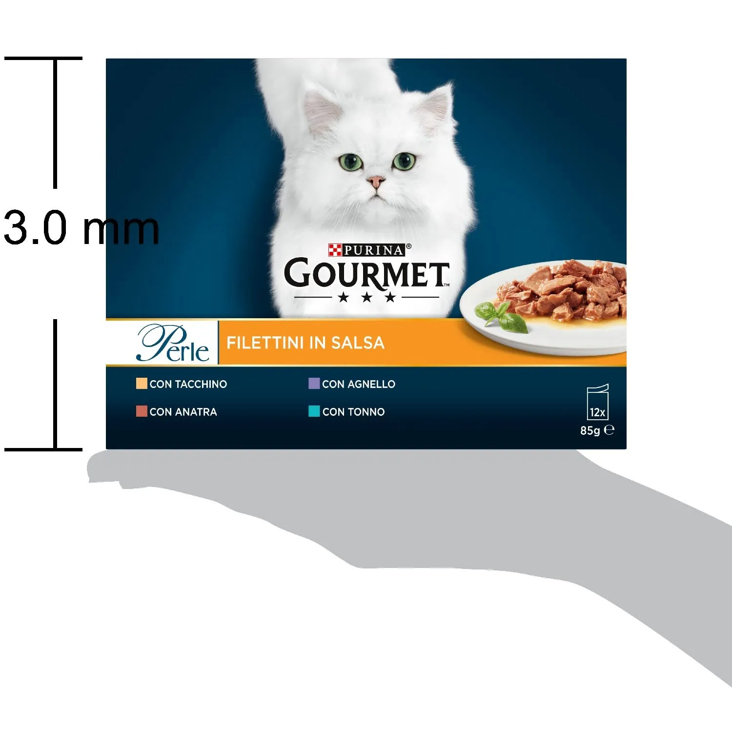 Gourmet Perle Cibo Umido per Gatti Adulti Filettini in Salsa con Tacchino, Tonno, Anatra, Agnello, 72 Buste da 85g - immagine 4