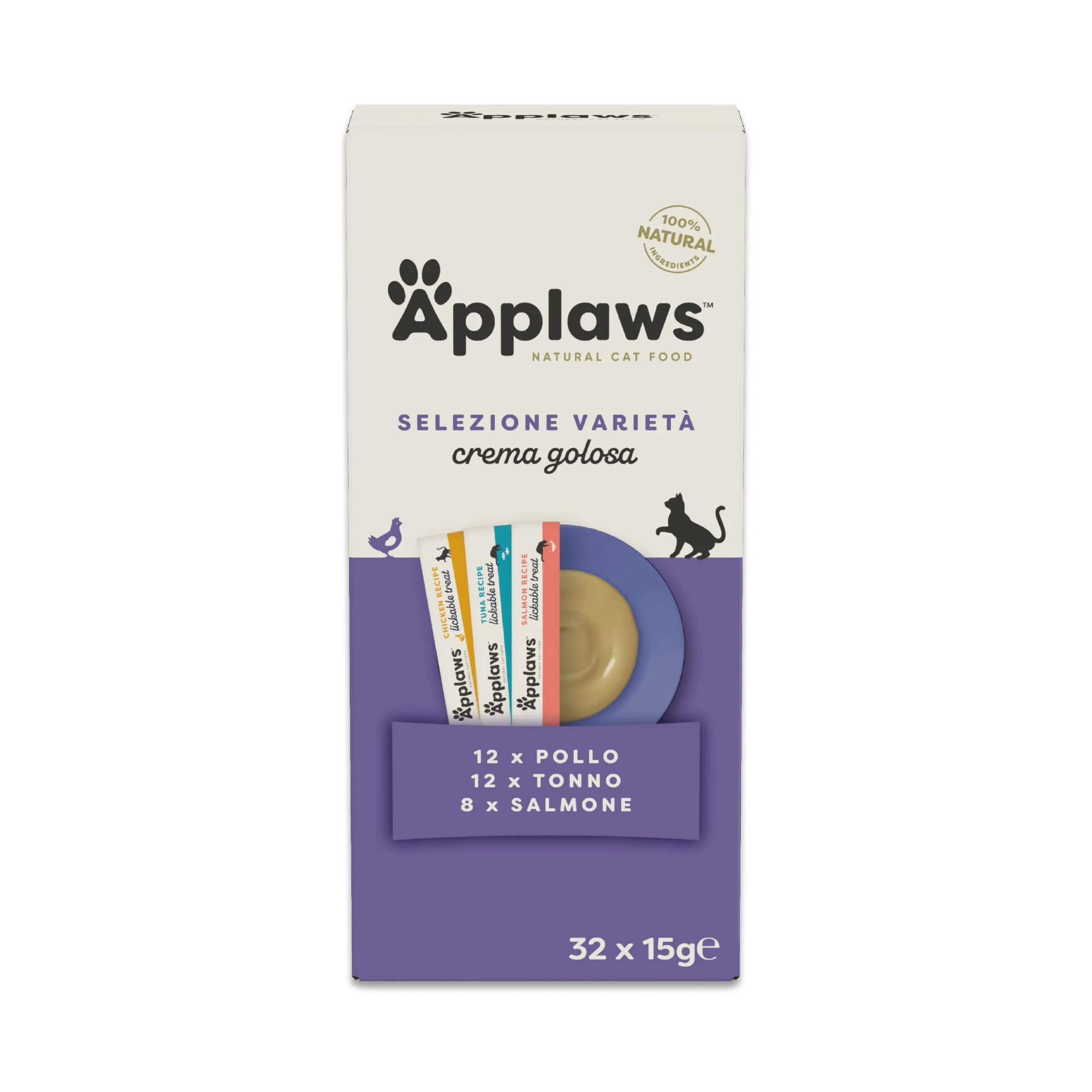Applaws Snack Cremoso Lickable per Gatti e Gattini, Senza Cereali, Multipack Assortito, 32 x 15g - immagine 1