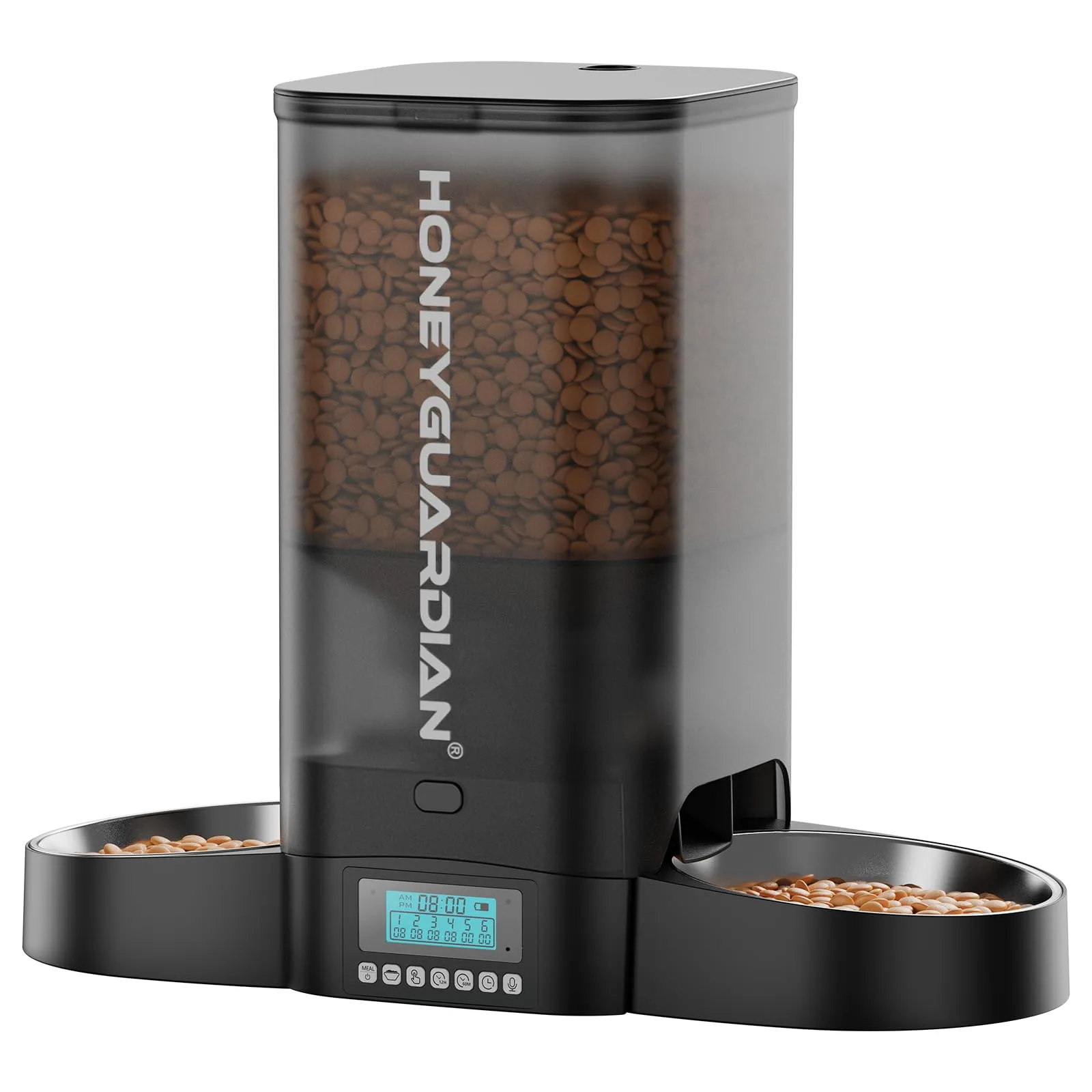 HoneyGuaridan Distributore Automatico Cibo Gatti 5L con Timer e 2 Ciotole - immagine 1