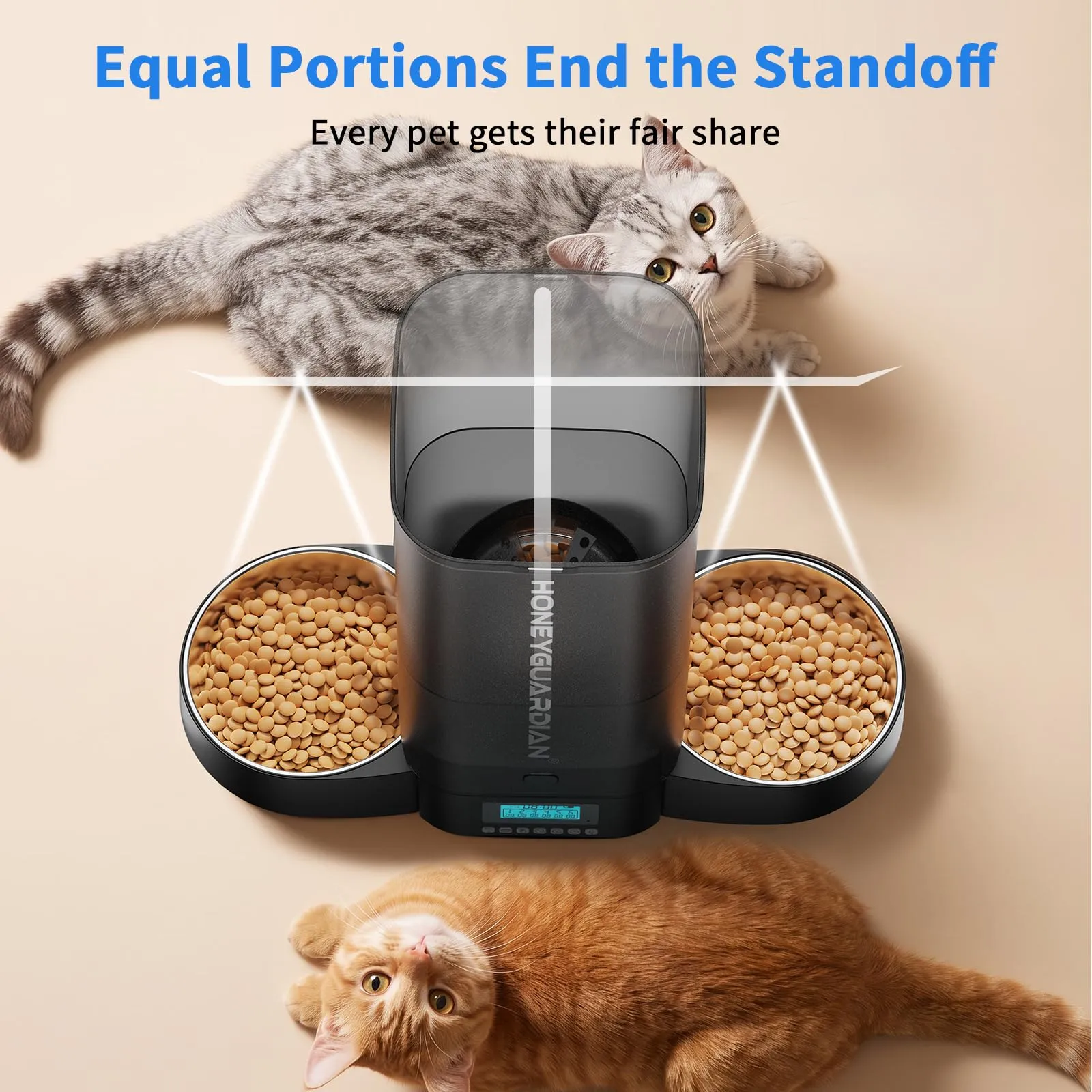 HoneyGuaridan Distributore Automatico Cibo Gatti 5L con Timer e 2 Ciotole - immagine 4