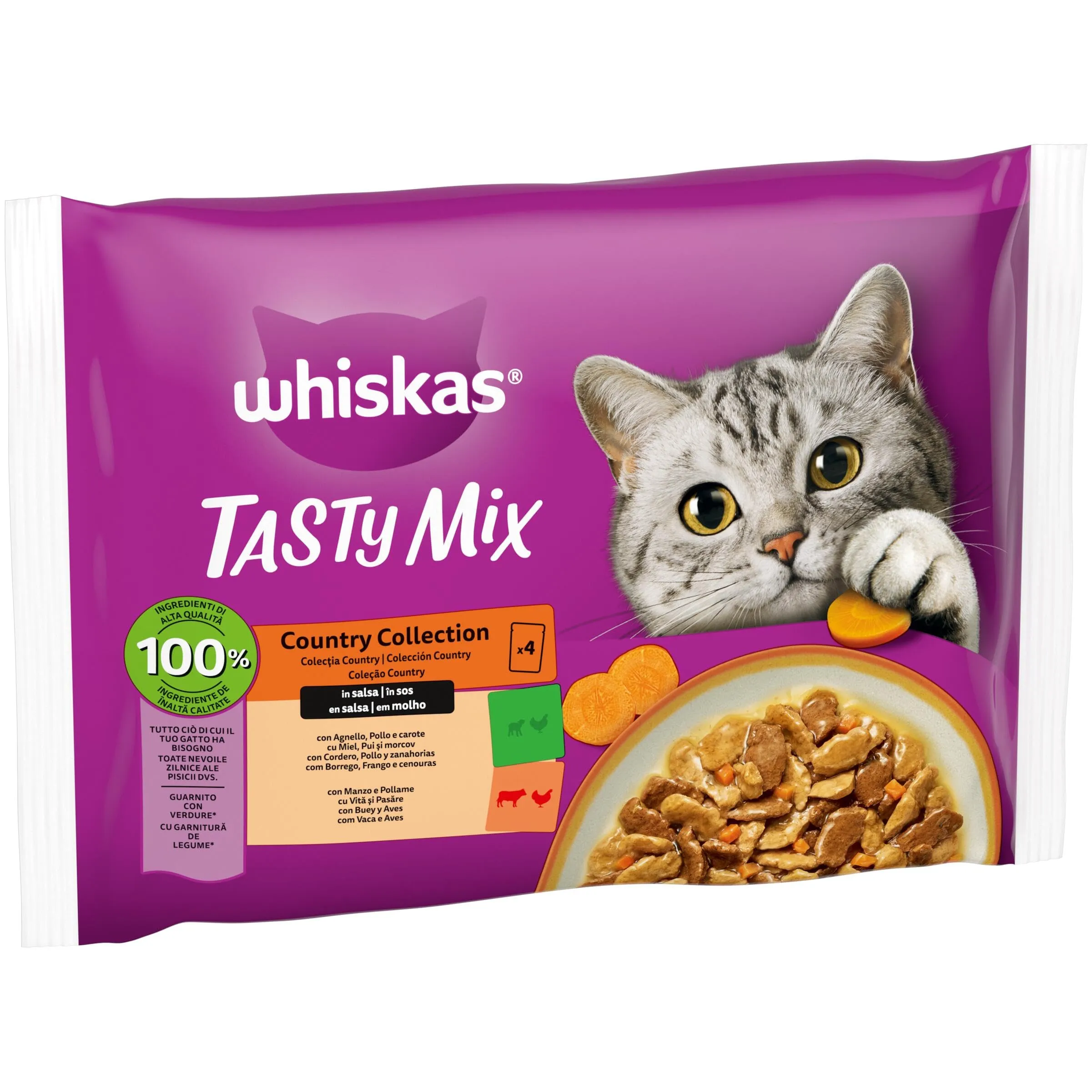 Whiskas Tasty Mix Cibo Umido in Salsa per Gatti Adulti Country Collection, 4x85g, confezione da 13 - immagine 2