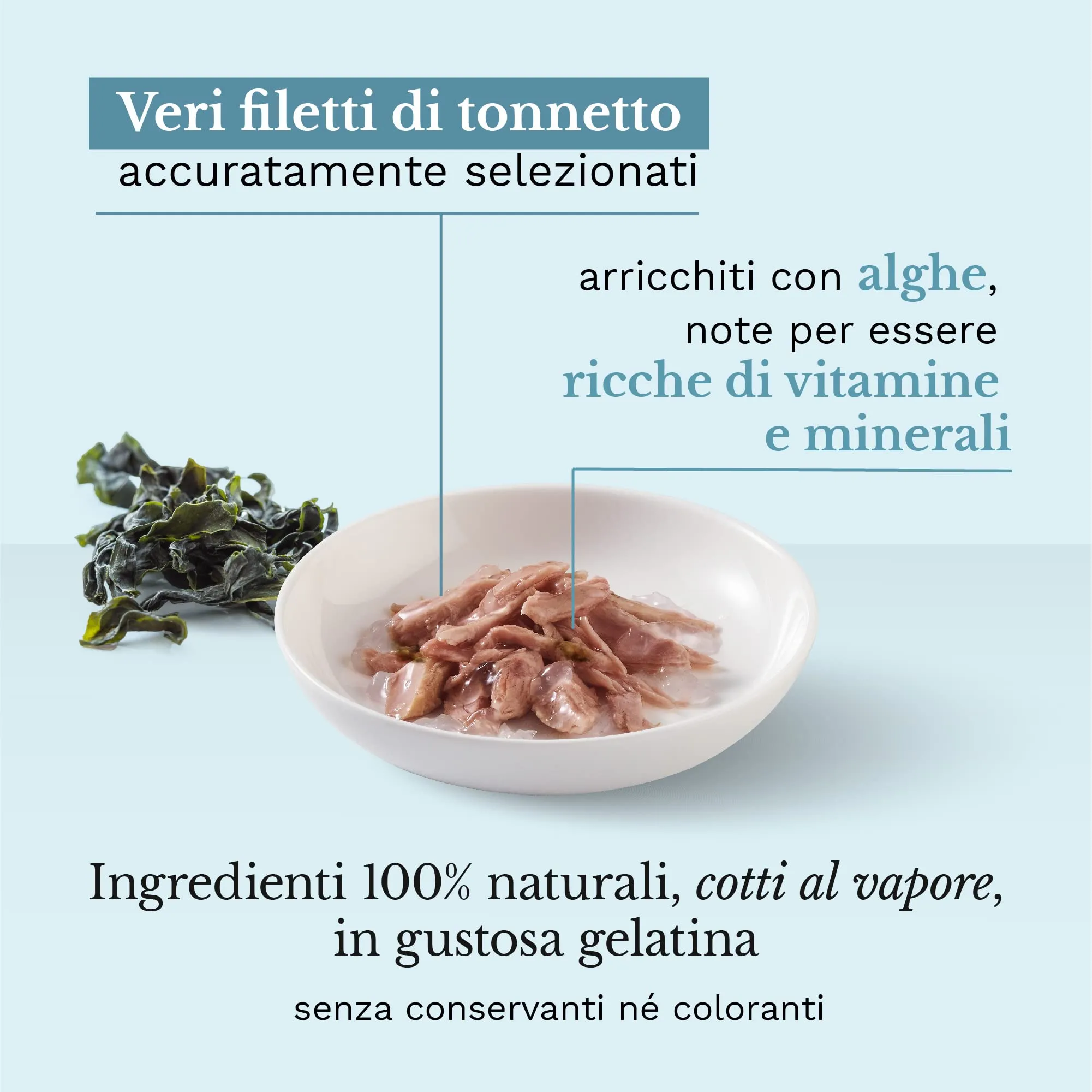 Schesir Cibo Umido per Gatti Adulti, Tonnetto e Alghe in Filetti e Gelatina, 6 x 85g - immagine 2