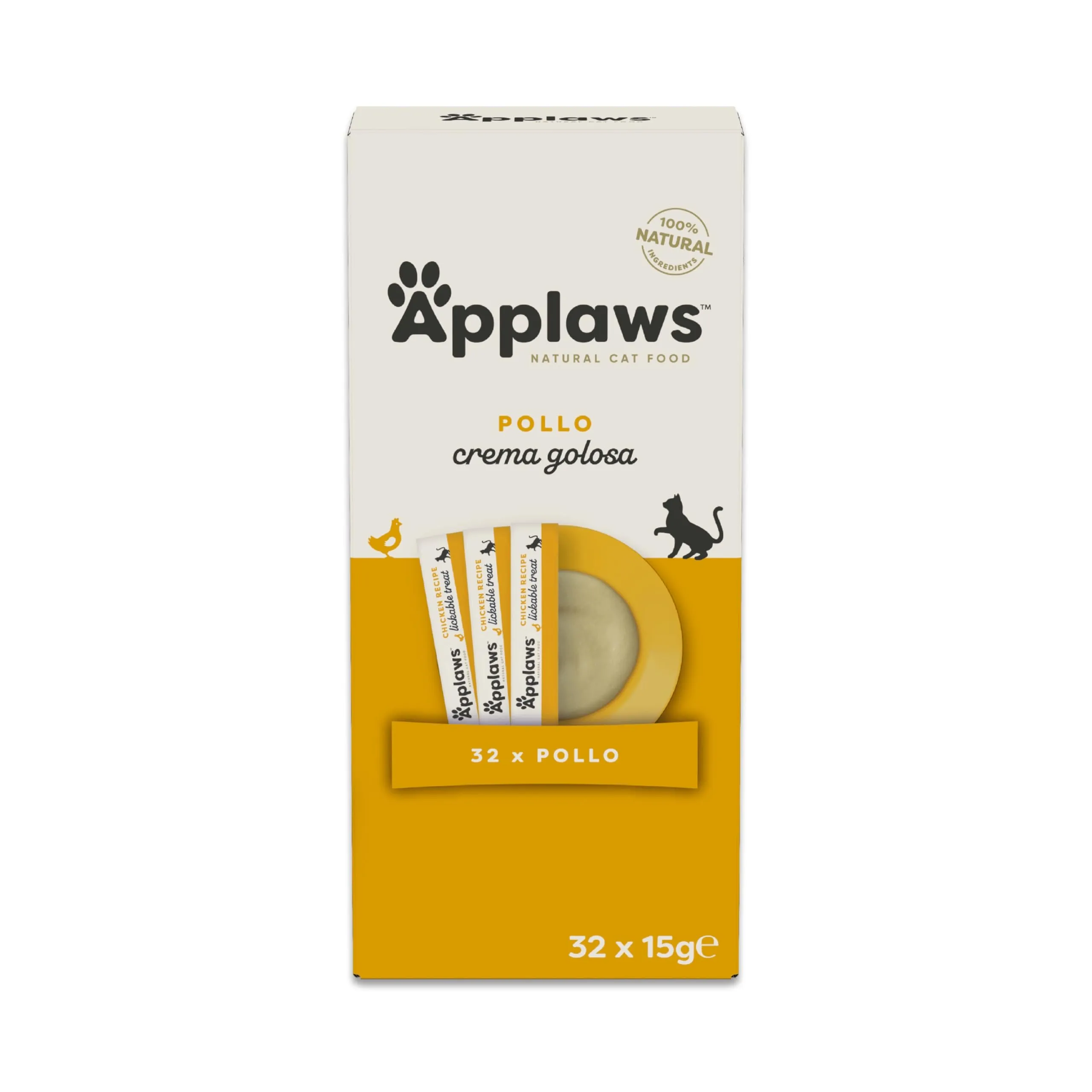 Applaws Snack Cremoso Lickable Senza Cereali al Pollo per Gatti e Gattini, 32 x 15g - immagine 1