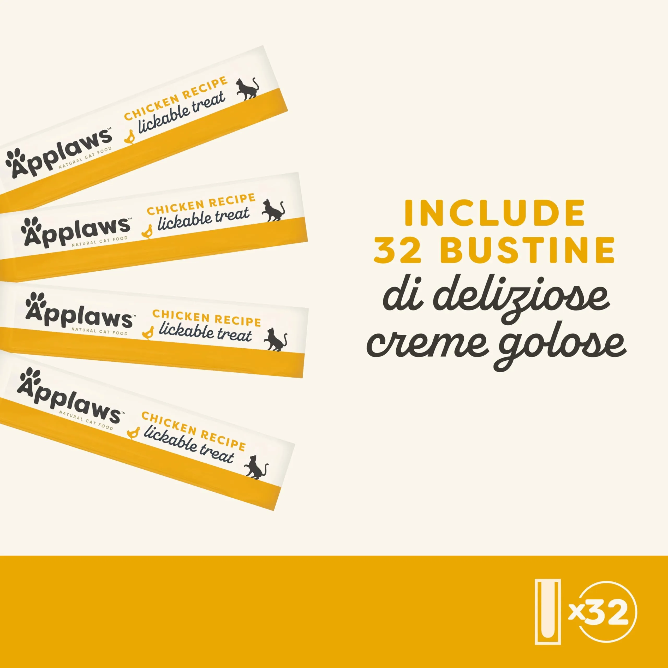 Applaws Snack Cremoso Lickable Senza Cereali al Pollo per Gatti e Gattini, 32 x 15g - immagine 2
