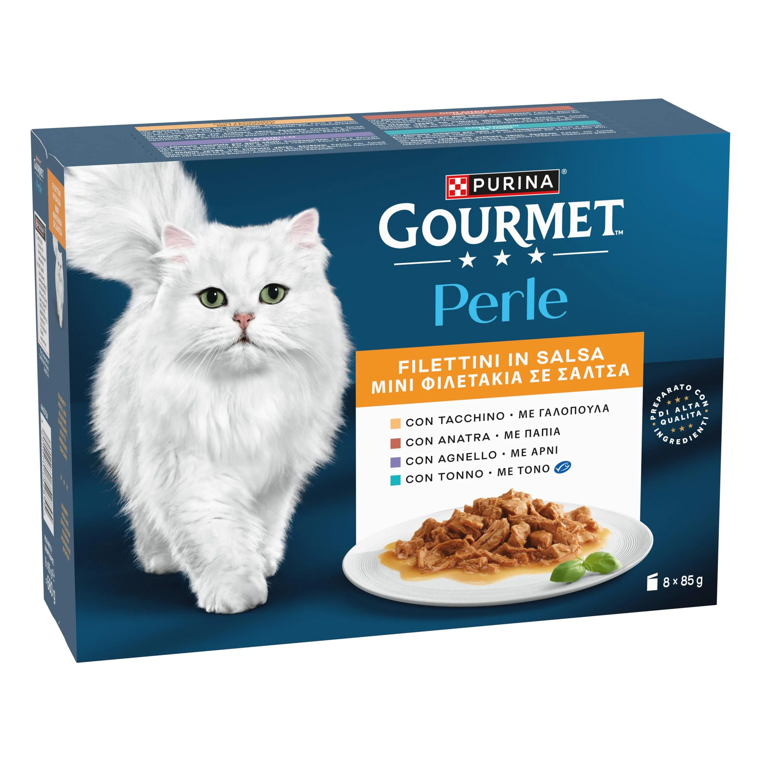 Gourmet Perle Gatto Filettini in Salsa con Tacchino, Tonno, Anatra, Agnello (80 x 85 g) - immagine 4