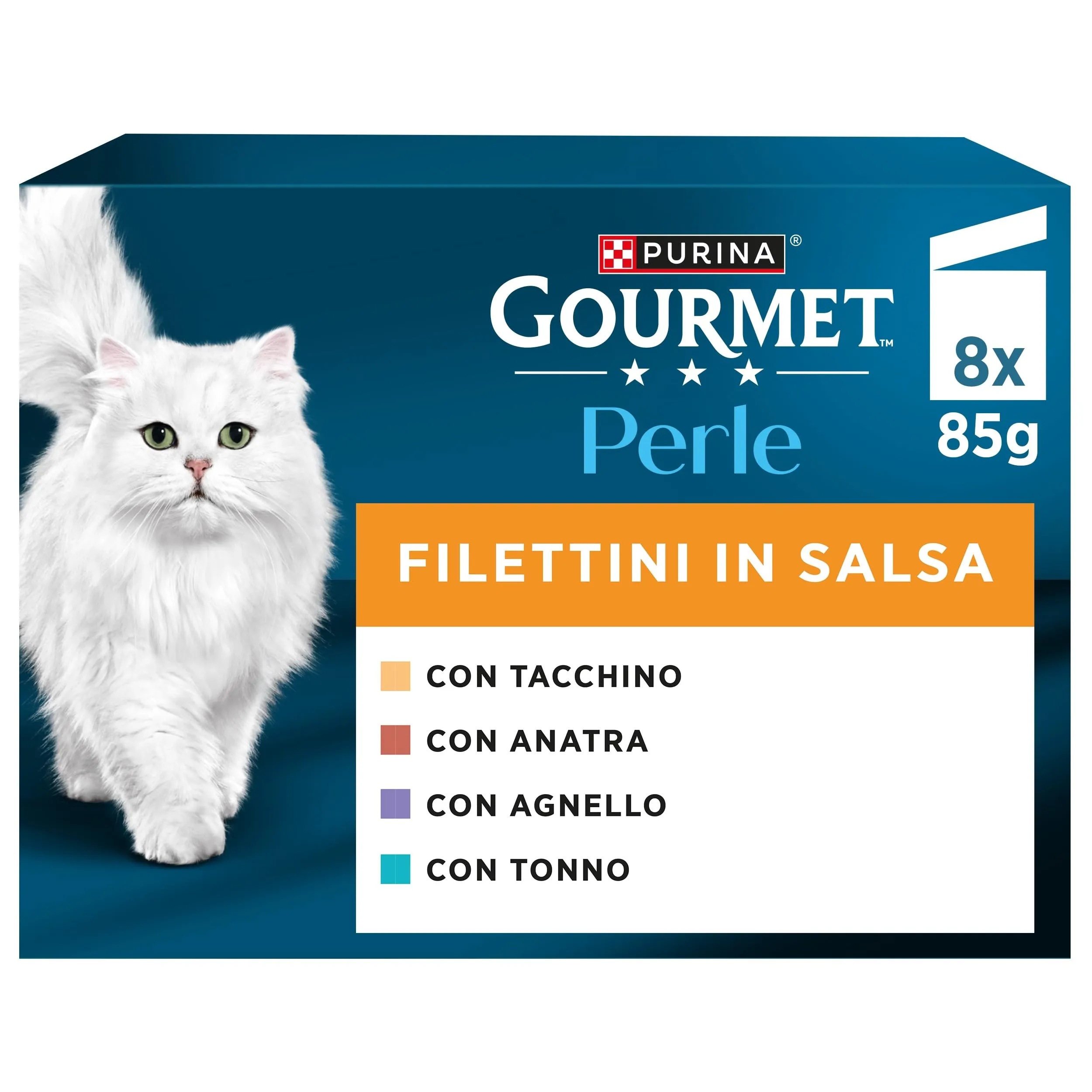 Gourmet Perle Gatto Filettini in Salsa con Tacchino, Tonno, Anatra, Agnello (80 x 85 g) - immagine 5