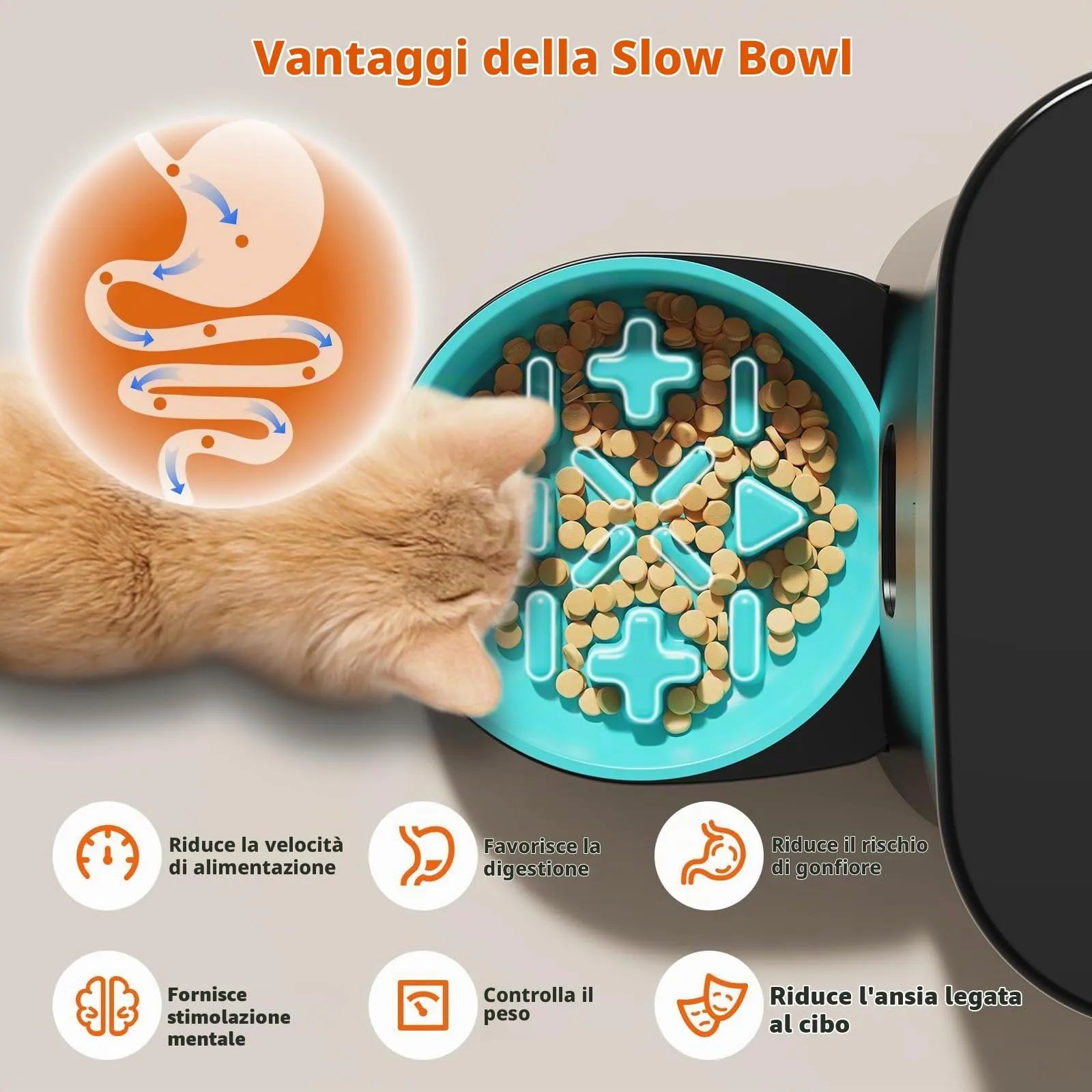 HoneyGuaridan Distributore Automatico Cibo Gatti WiFi 2.4G/5G con 2 Ciotole, 3.5L - immagine 5