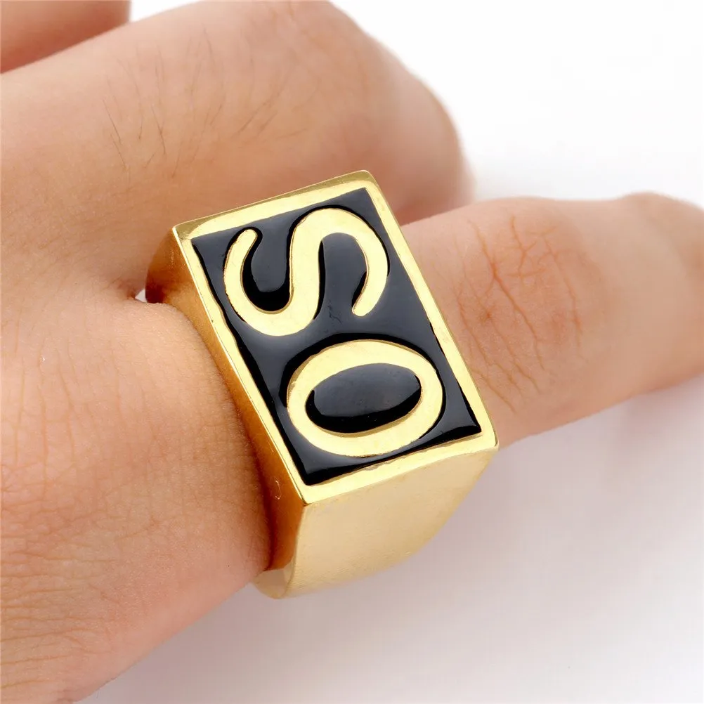 HIJONES Anello Biker Uomo in Acciaio Inossidabile Vintage Oro e Nero, Taglia 27 - immagine 6