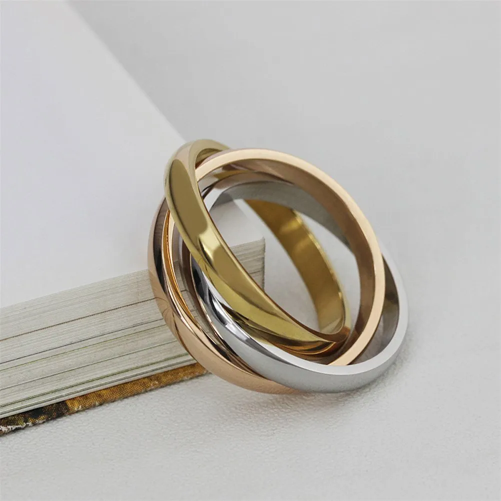 HIJONES Anello Spinner Tri Colore in Acciaio Inossidabile, Misura 14 - immagine 4