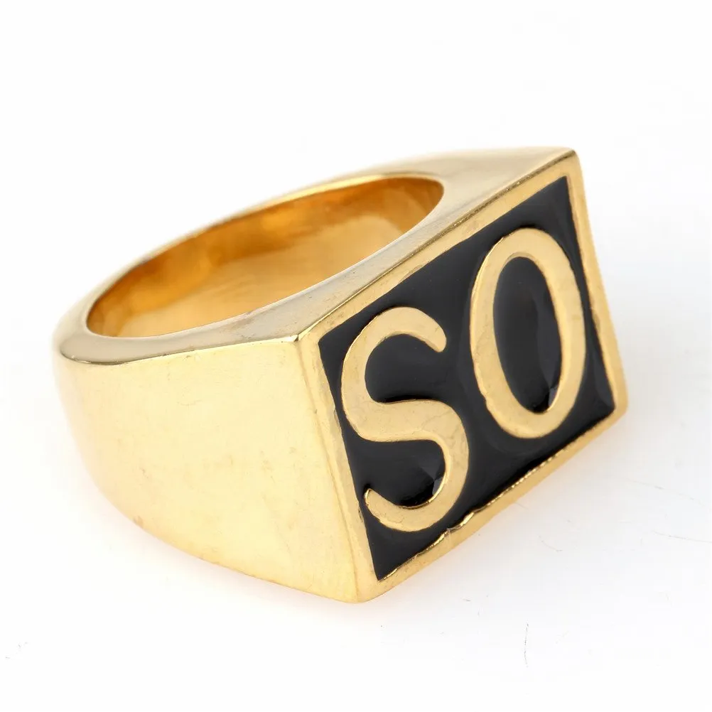 HIJONES Anello Biker Uomo in Acciaio Inossidabile, Vintage Oro e Nero, Taglia 17 - immagine 2