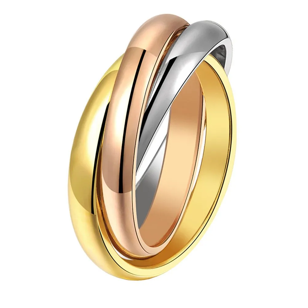 HIJONES Anello Spinner Interbloccato in Acciaio Inossidabile Tri Colore, Misura 19 - immagine 1