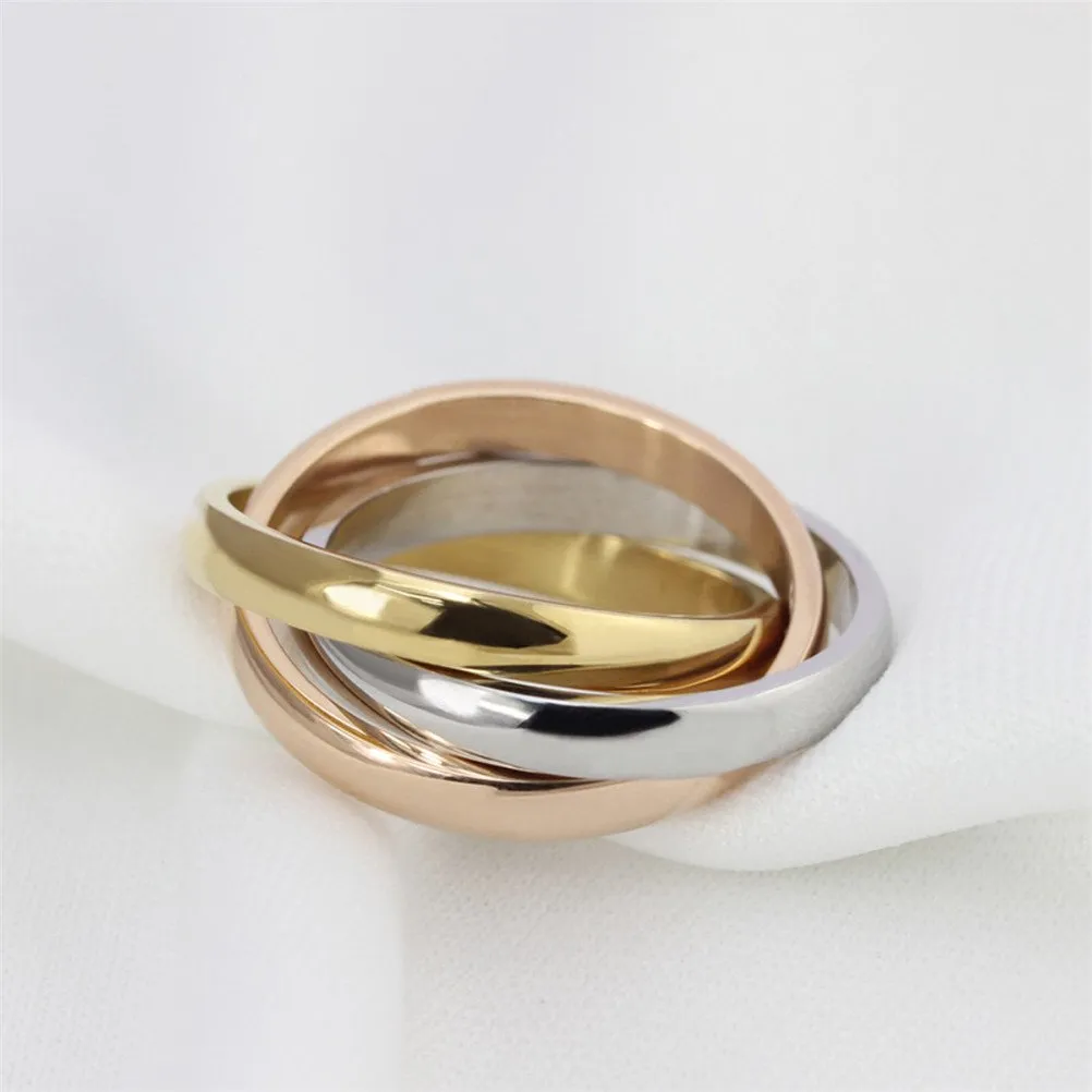 HIJONES Anello Spinner Interbloccato in Acciaio Inossidabile Tri Colore, Misura 19 - immagine 2