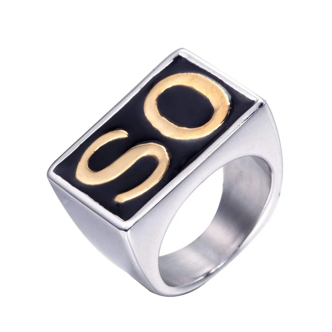 HIJONES Anello Biker Uomo in Acciaio Inossidabile Vintage Oro e Argento Taglia 27 - immagine 1