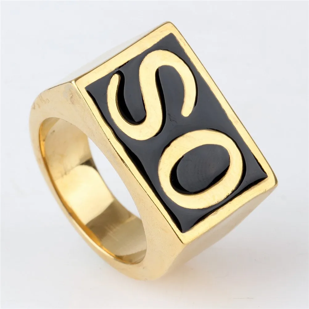 HIJONES Anelli Biker Uomo in Acciaio Inossidabile Vintage Oro e Nero Taglia 15 - immagine 3