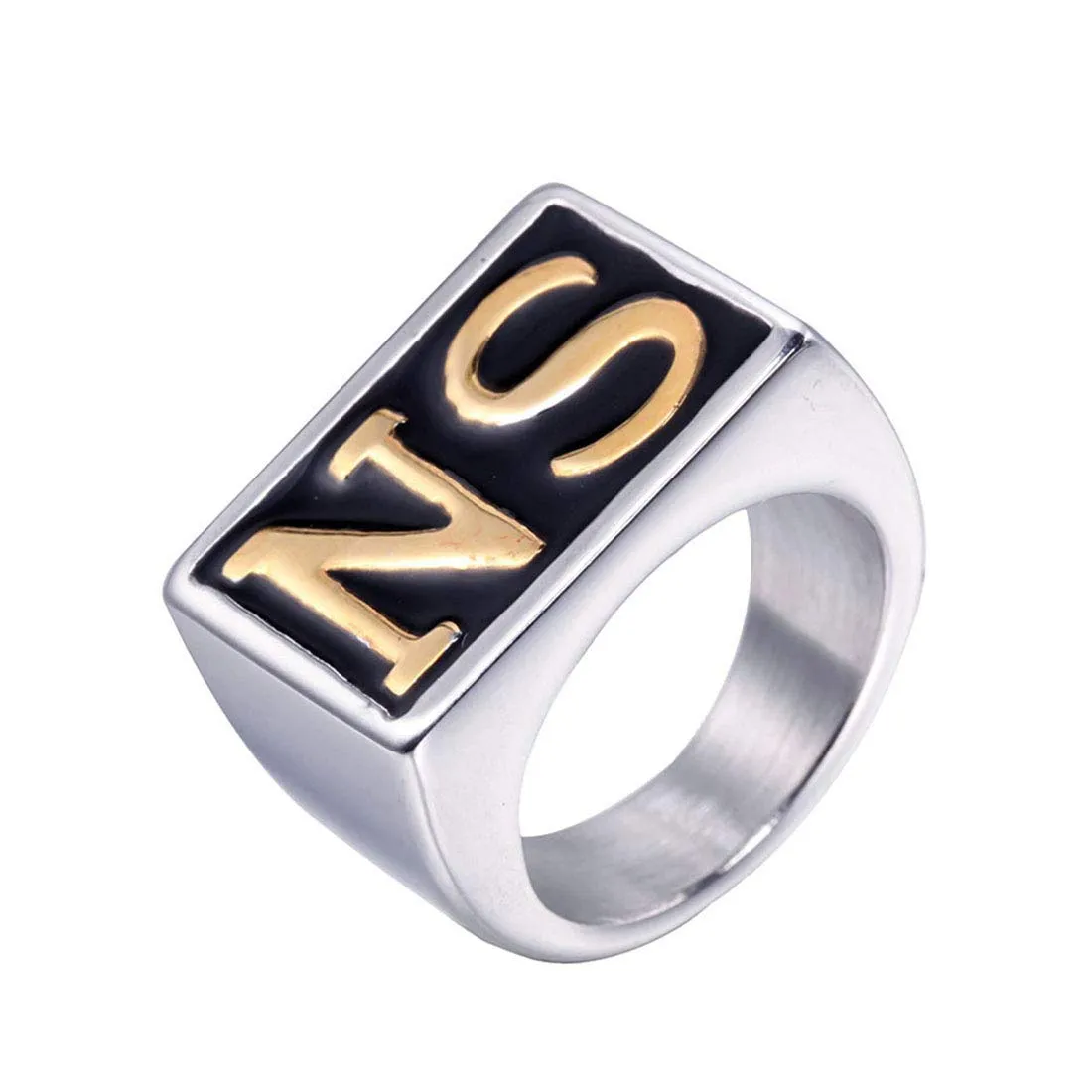 HIJONES Anello Biker Uomo in Acciaio Inossidabile Vintage Oro e Argento Taglia 17 - immagine 1