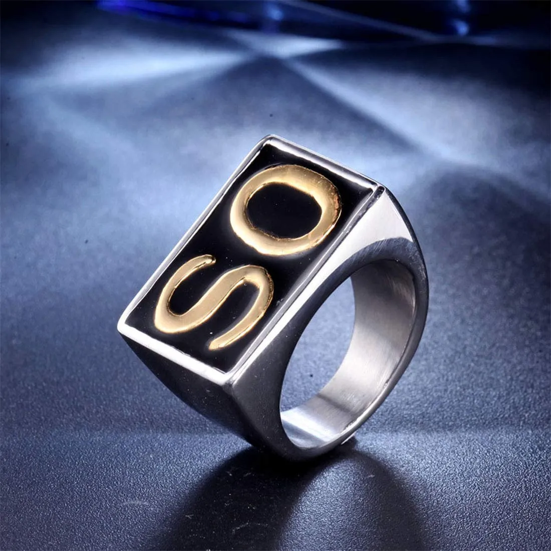 HIJONES Anello Biker Uomo in Acciaio Inossidabile Vintage Oro e Argento Taglia 31 - immagine 2