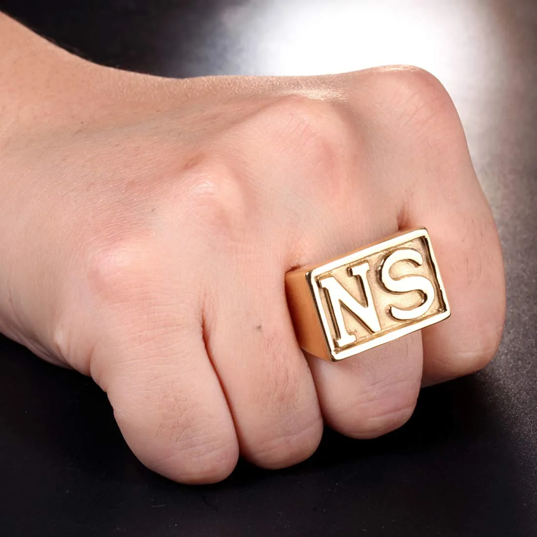 HIJONES Anello Biker Uomo in Acciaio Inossidabile Vintage Oro Taglia 20 - immagine 2