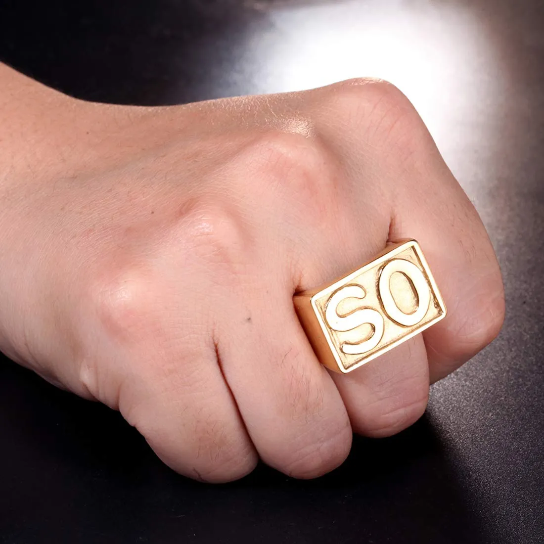 HIJONES Anello Biker Uomo in Acciaio Inossidabile Vintage Oro Taglia 22 - immagine 2
