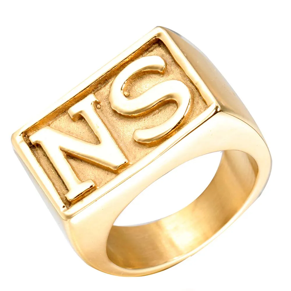 HIJONES Anello Biker Uomo in Acciaio Inossidabile NS Vintage Oro Taglia 17 - immagine 1