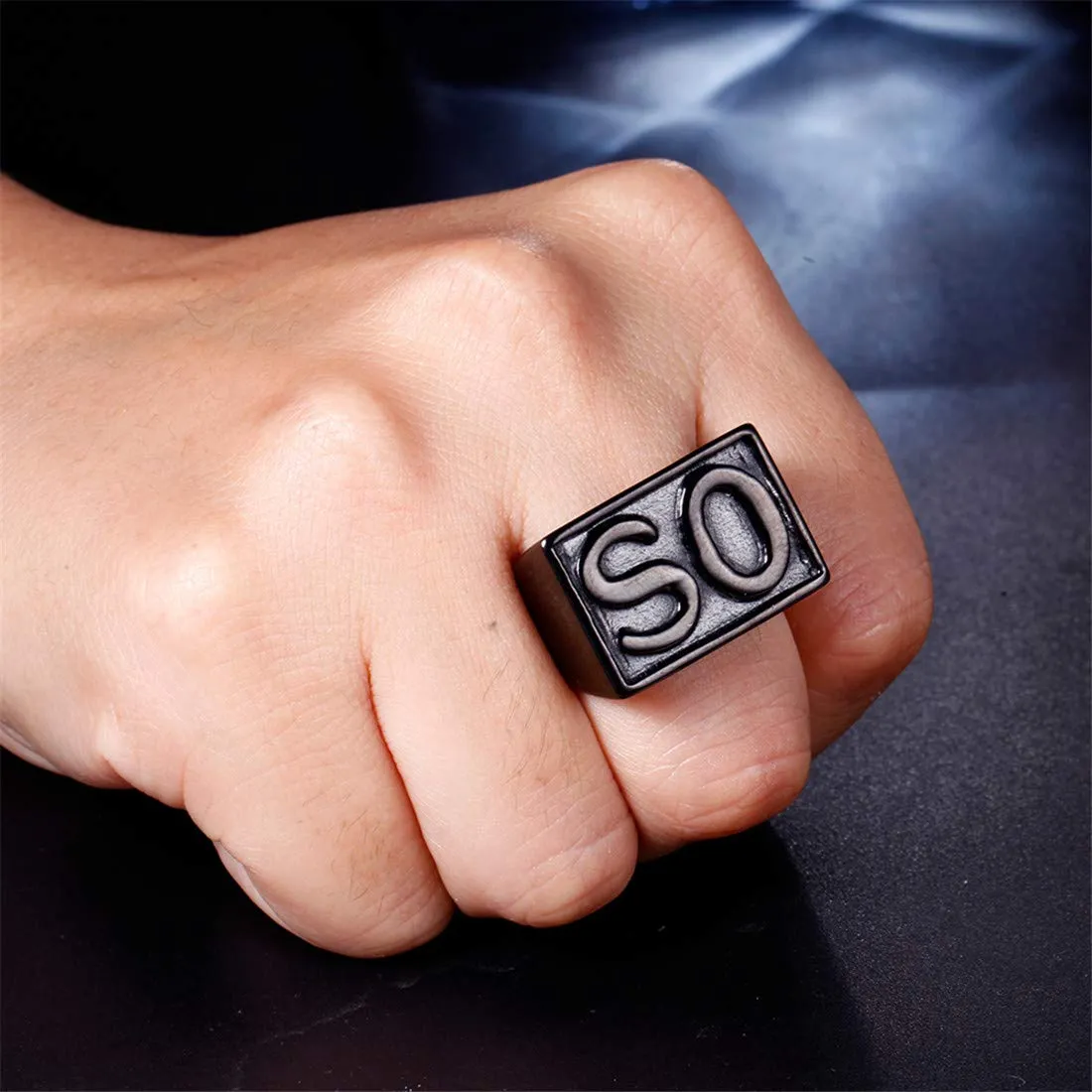 HIJONES Anello Biker Uomo in Acciaio Inossidabile Vintage Nero Taglia 20 - immagine 2