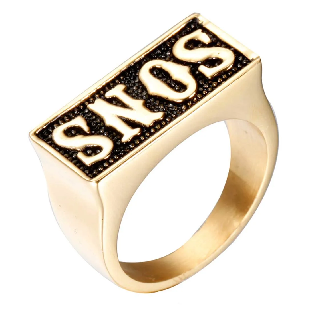 HIJONES Anello Biker Uomo in Acciaio Inossidabile Vintage Punk Oro Nero Taglia 25 - immagine 1