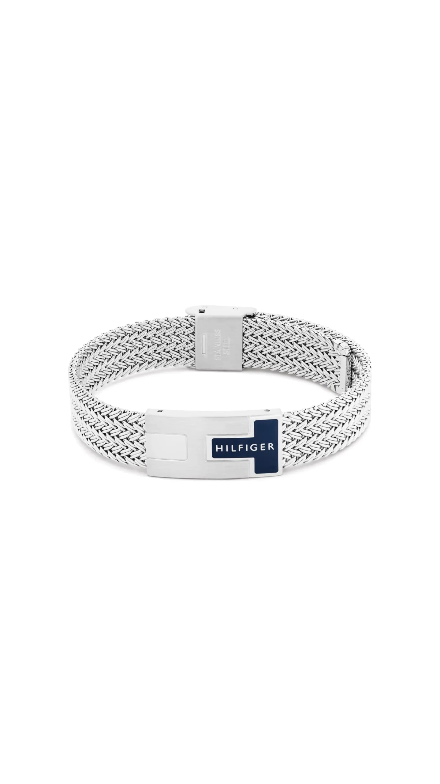 Bracciale uomo Tommy Hilfiger in maglia milanese in acciaio inossidabile argentato, regolabile, 2790705 - immagine 1