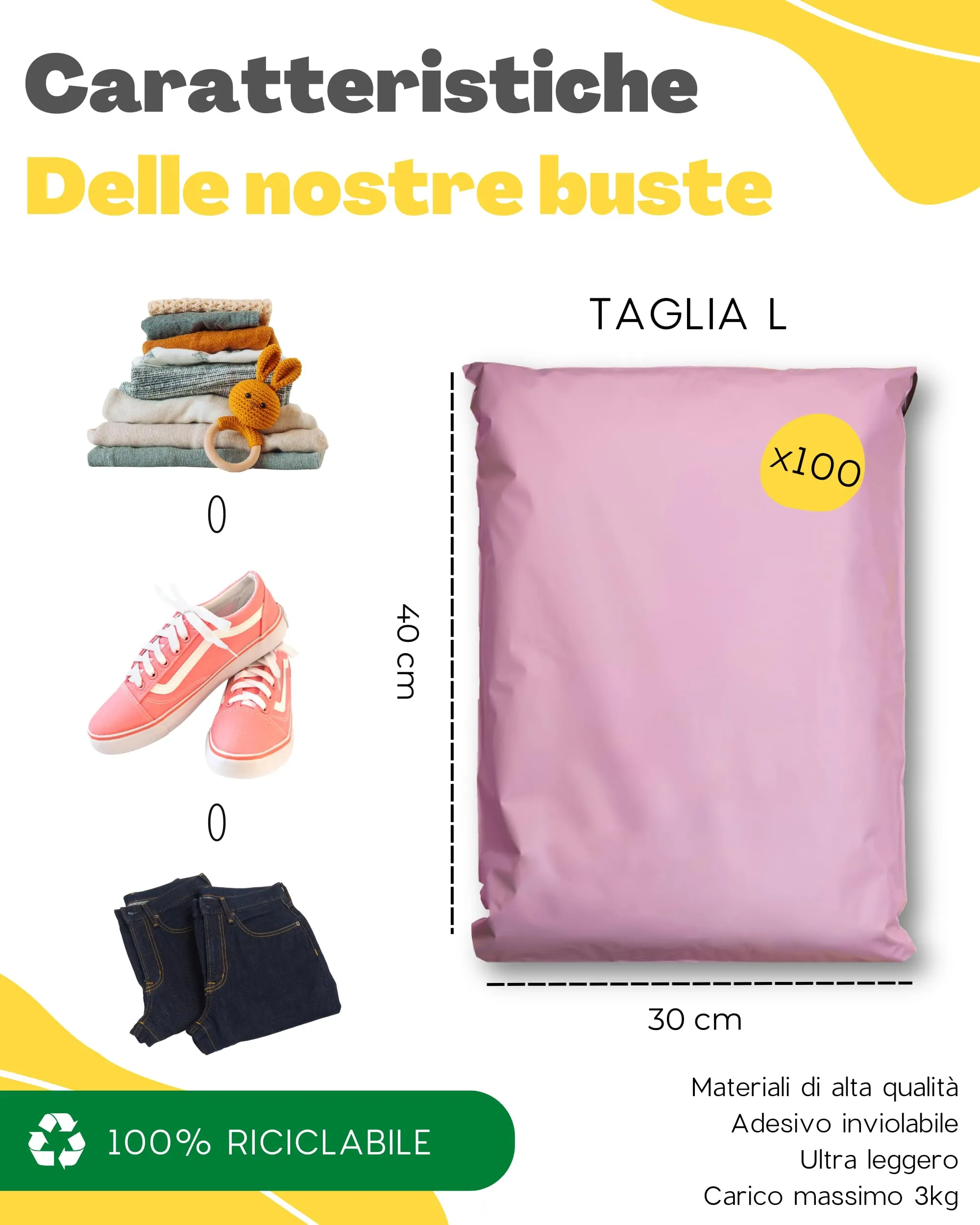 EmballaX 100 Buste per Spedizioni Vinted, Taglia L, 30x40cm, Sacchetti in Plastica Opaca e Impermeabile - immagine 5