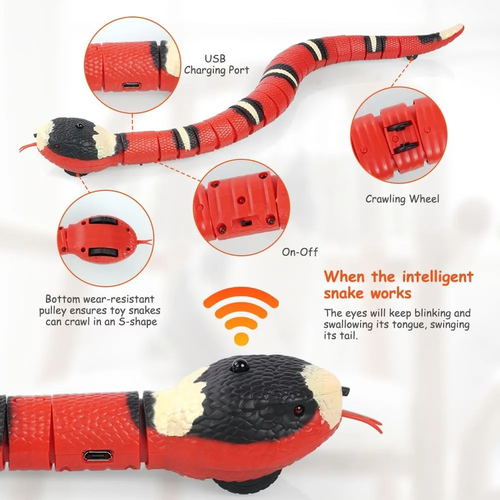 Adiwo Serpente Giocattolo Interattivo per Gatti, USB Ricaricabile con Smart Sensing e Lingua Movibile - immagine 2